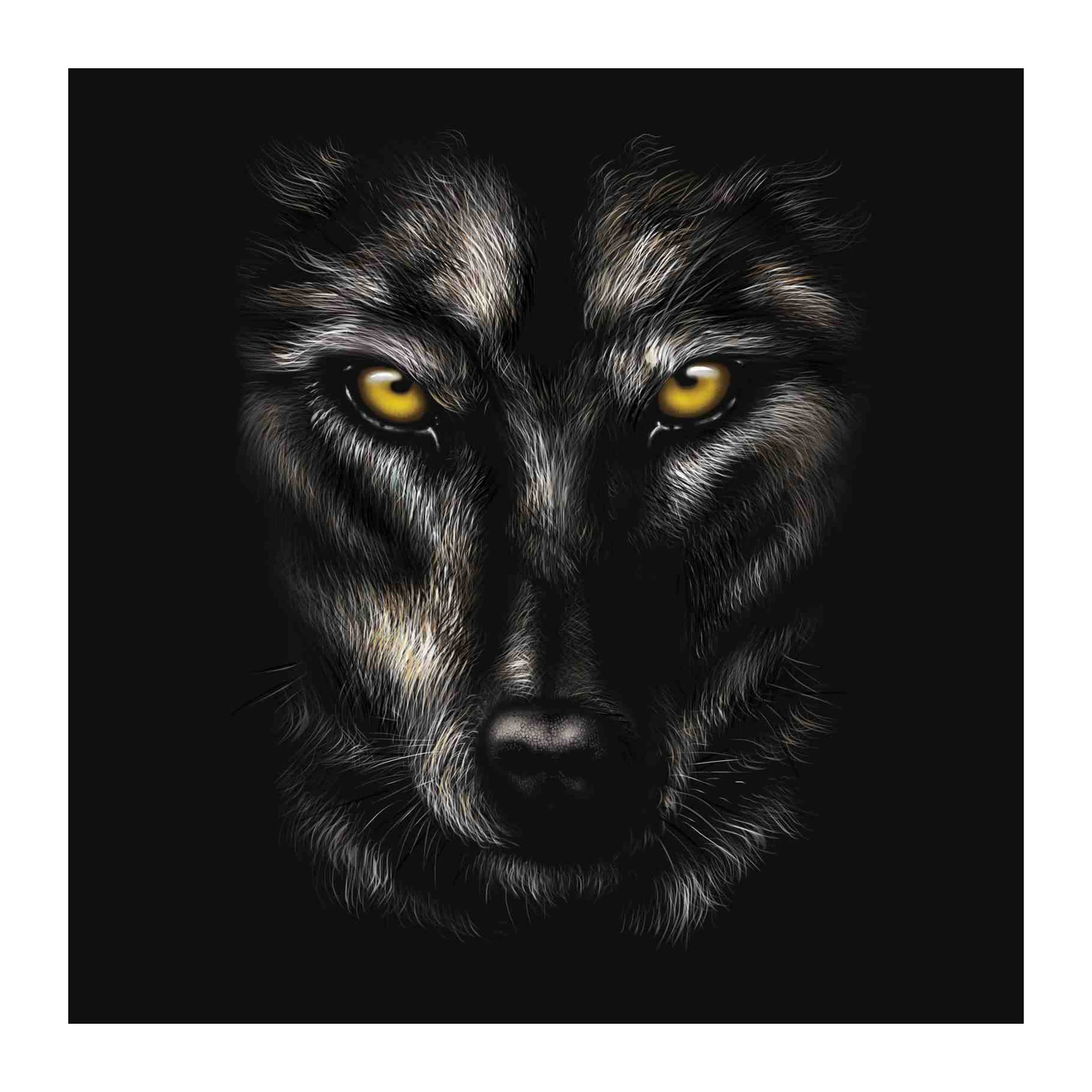 Majestic Wolf Eyes Realistic Black Wall Art