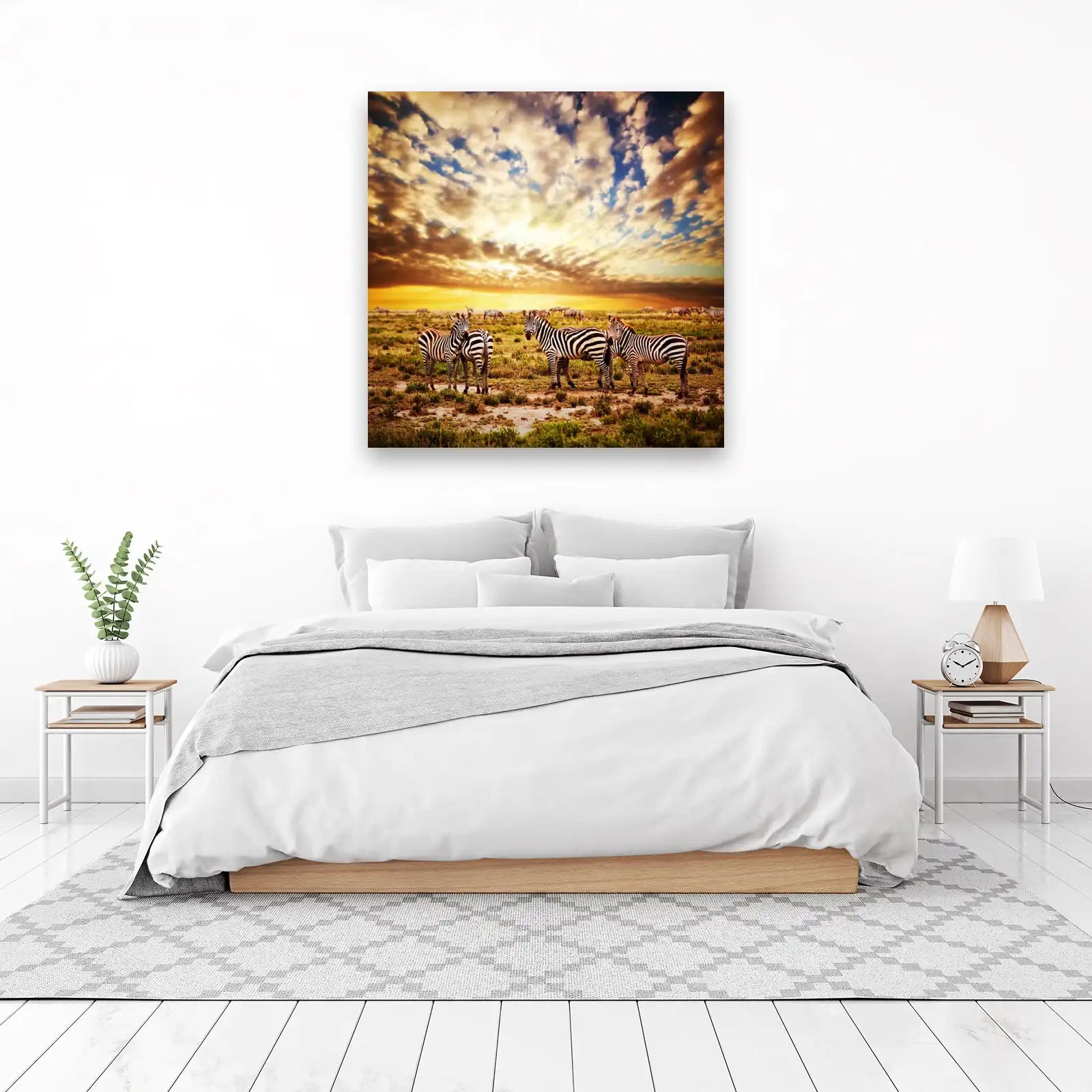 Majestic Zebras in Sunset Savannah Wall Art