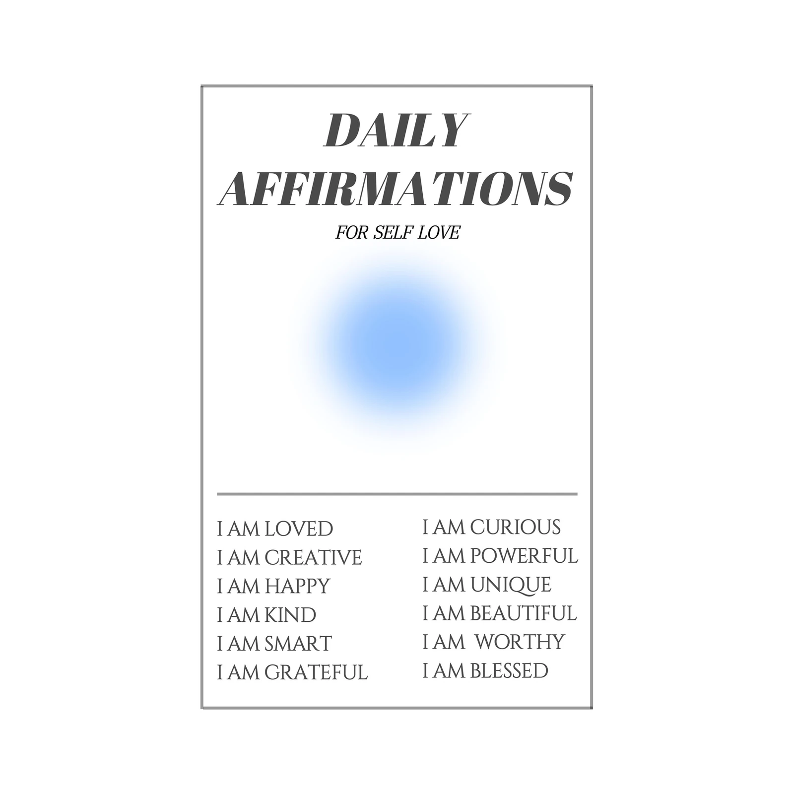 Daily Affirmations for Self Love Aura Wall Art