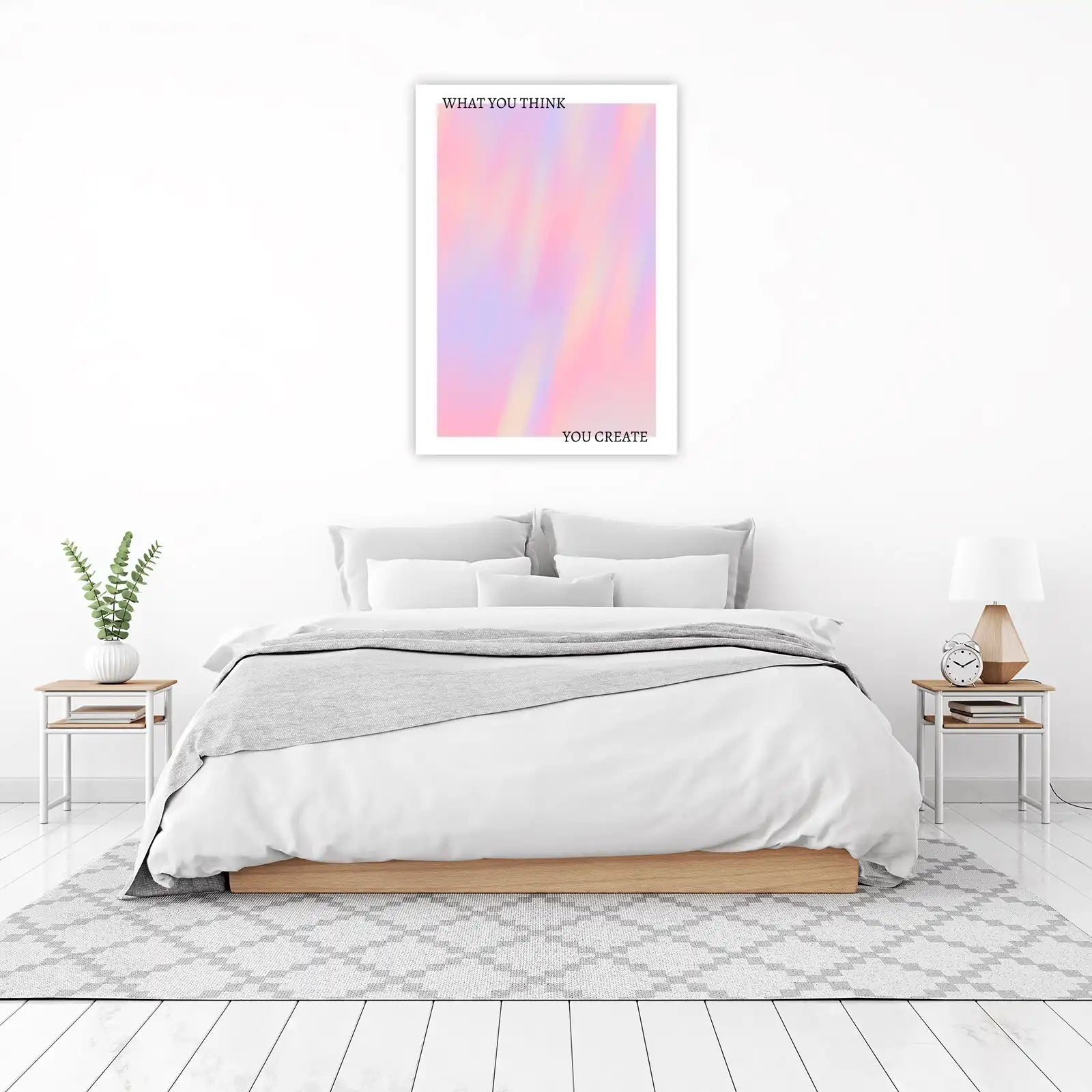 Dreamy Pastel Gradient "What You Think You Create" Wall Art