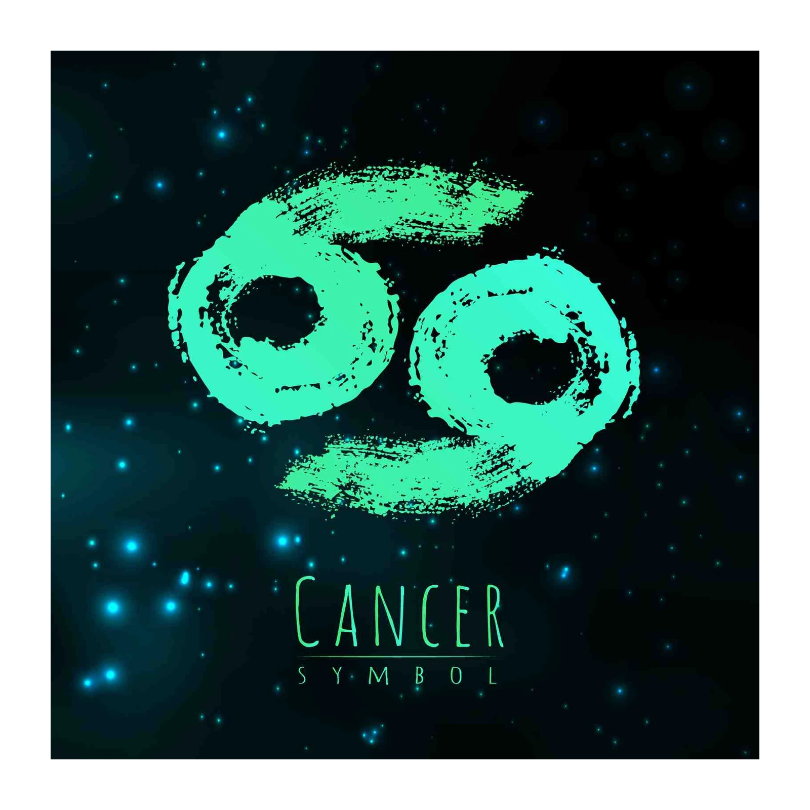 Teal Zodiac Cancer Symbol Grunge Wall Art