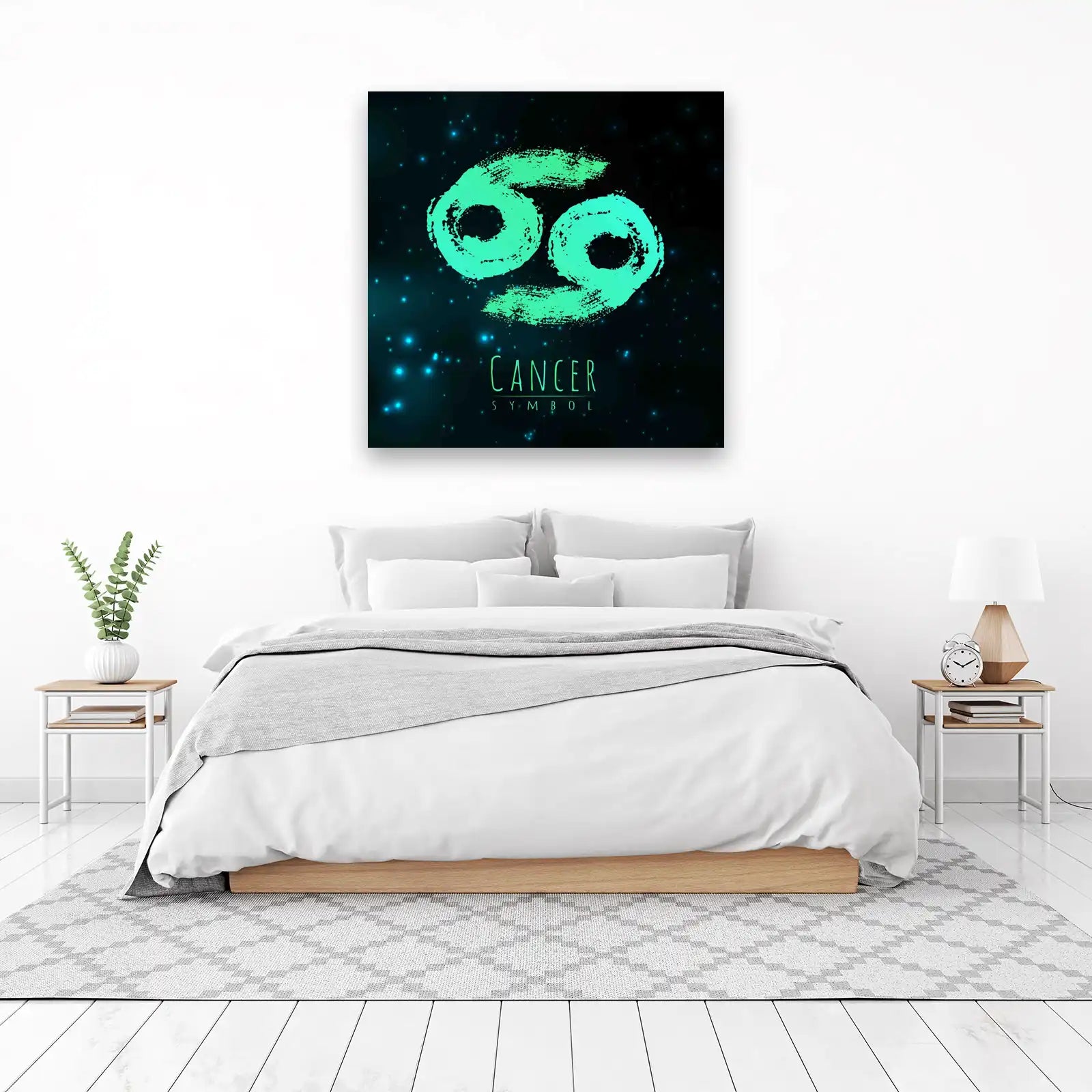 Teal Zodiac Cancer Symbol Grunge Wall Art