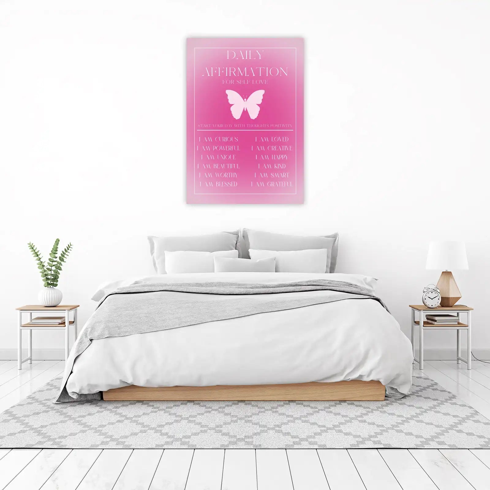 Daily Affirmations Self-Love Butterfly Wall Art
