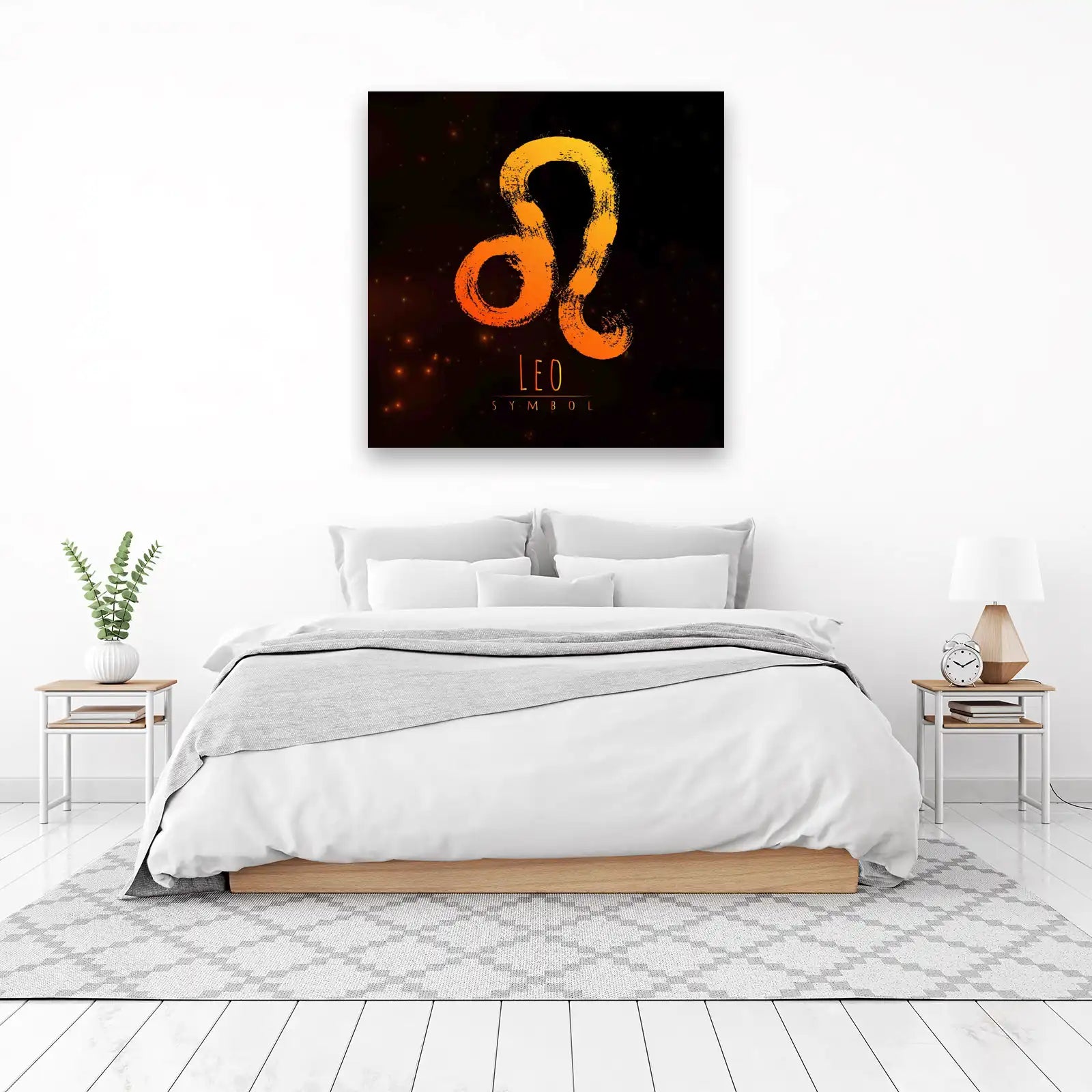 Vibrant Leo Symbol Zodiac Brushstroke Wall Art