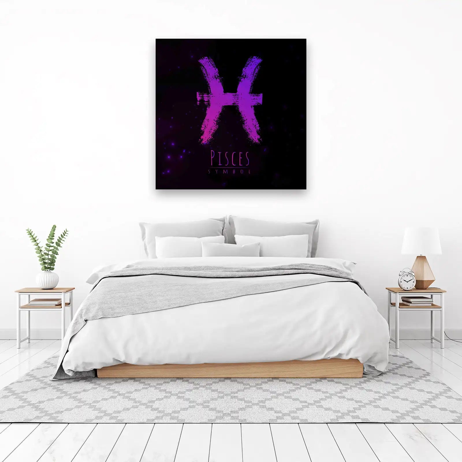 Purple Pisces Zodiac Symbol Wall Art
