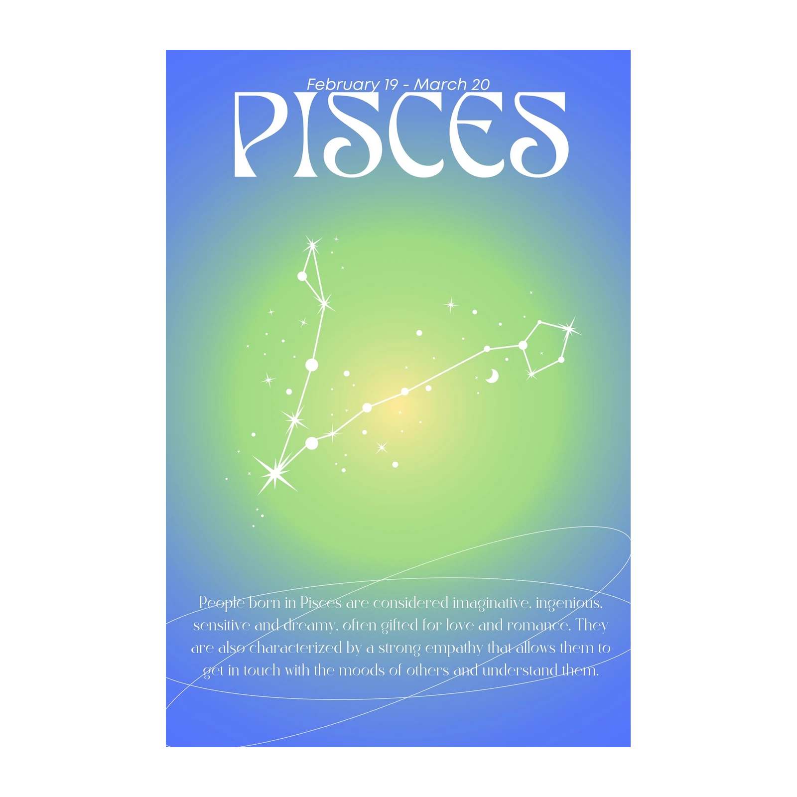 Pisces Zodiac Constellation Starry Night Wall Art