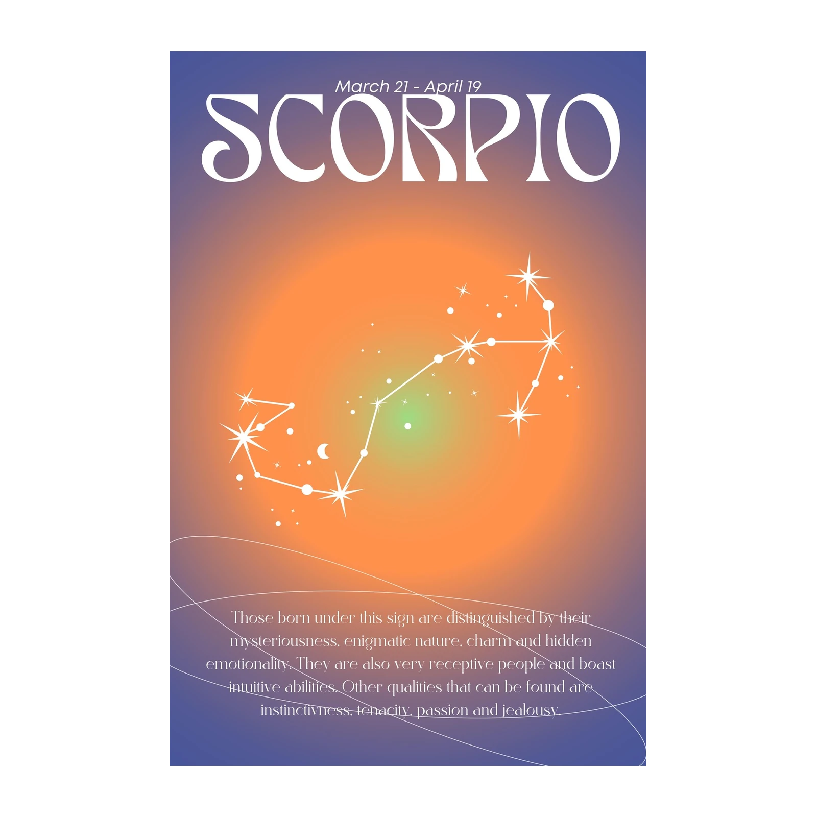 Scorpio Zodiac Constellation Boho Wall Art