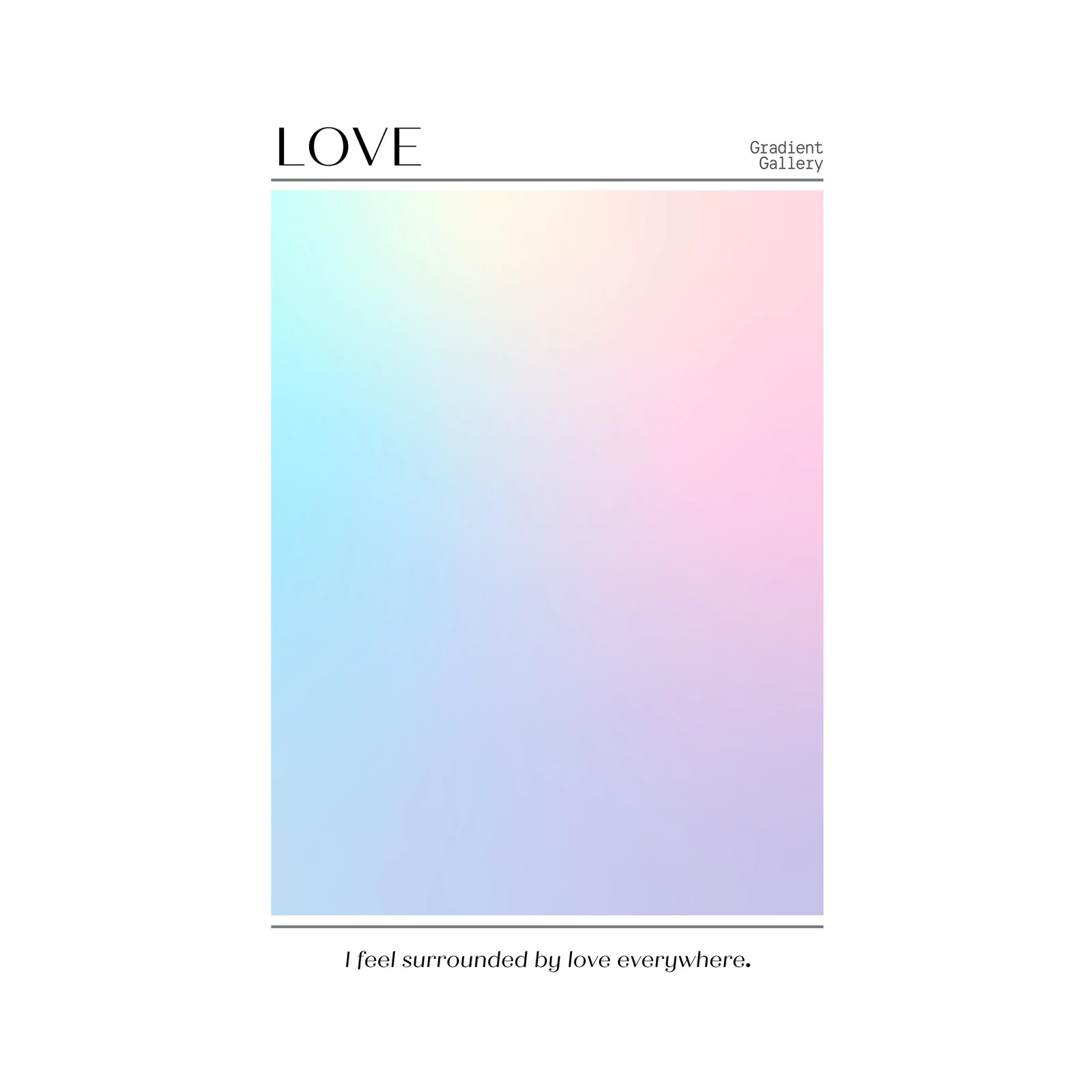 Pastel Gradient "Love" Wall Art Wall Art