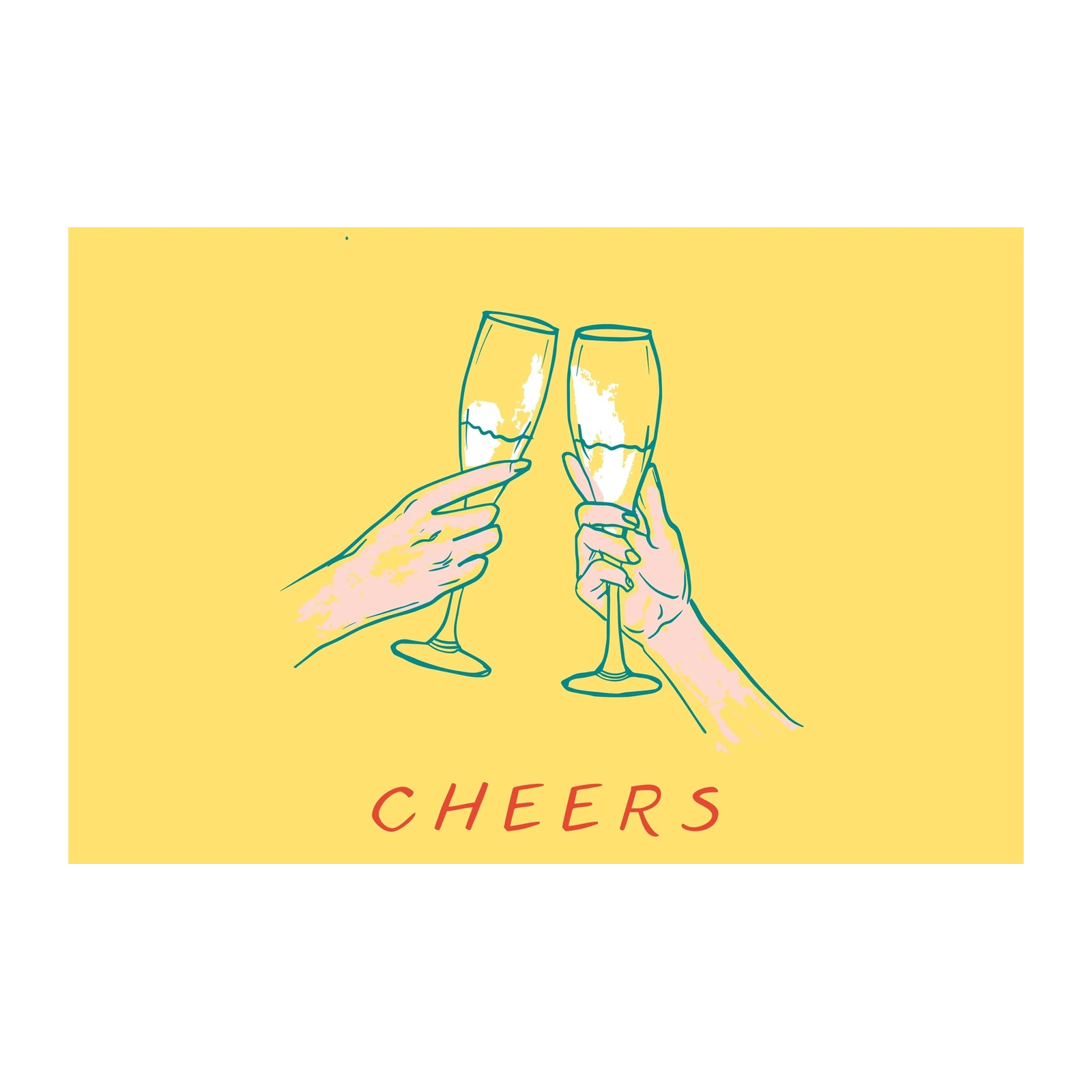 Cheers Toast Champagne Glasses Wall Art