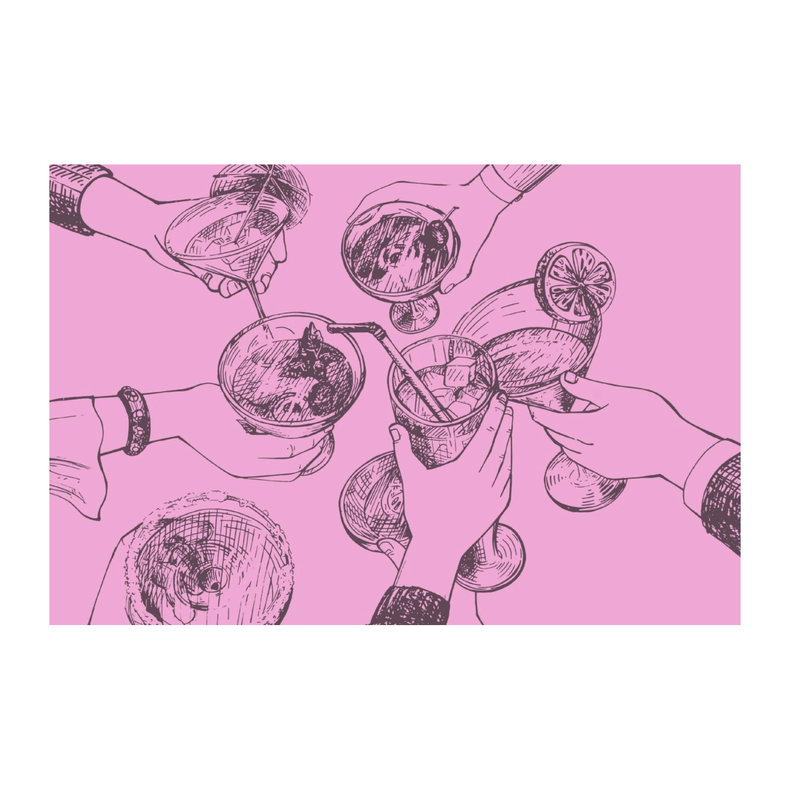 Cheers Cocktail Sketch Wall Art for Stylish Homes