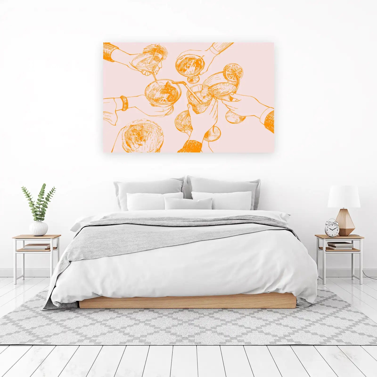 Cheers Cocktail Toast Orange Sketch Wall Art