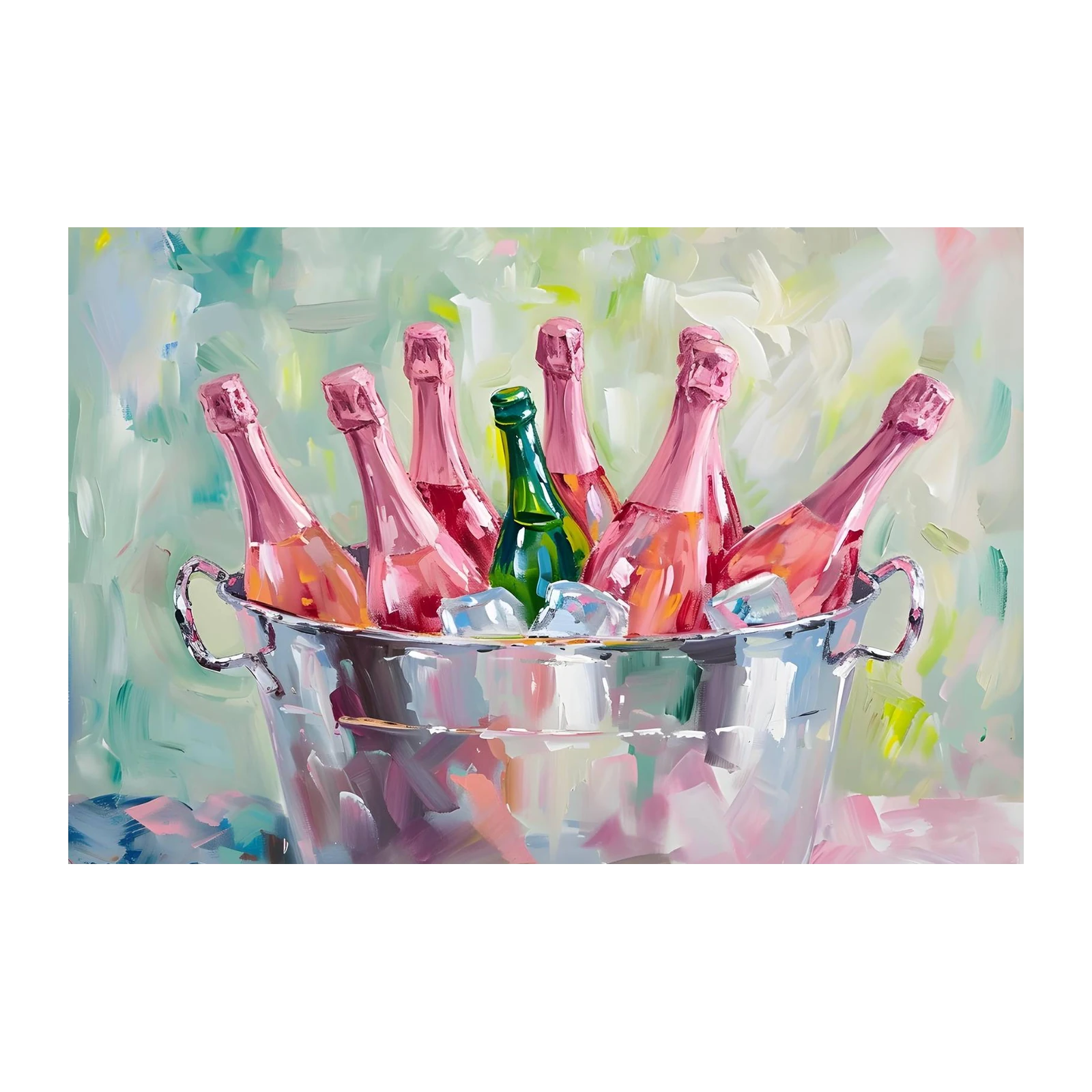 Champagne Celebration Pink Bottles Wall Art