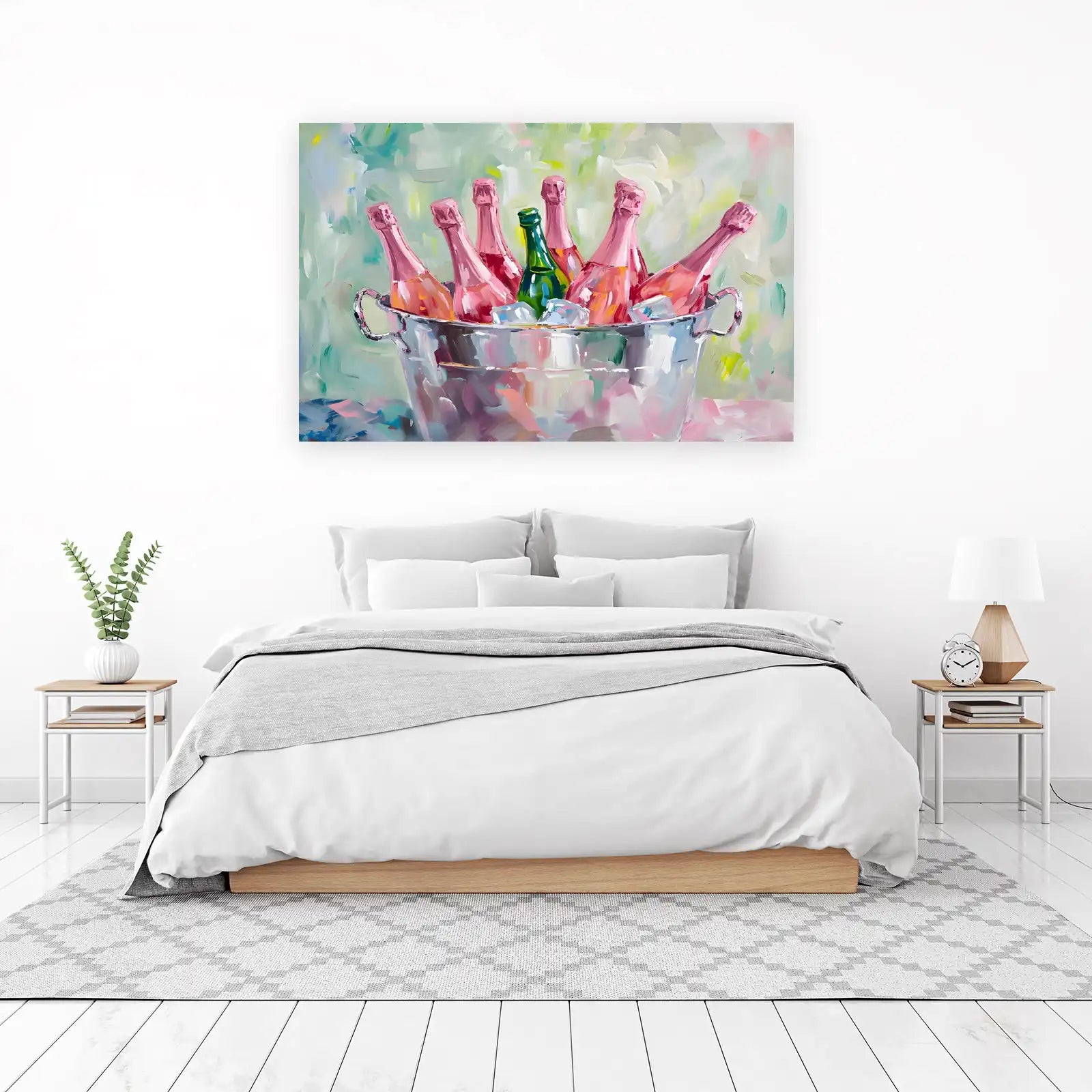 Champagne Celebration Pink Bottles Wall Art