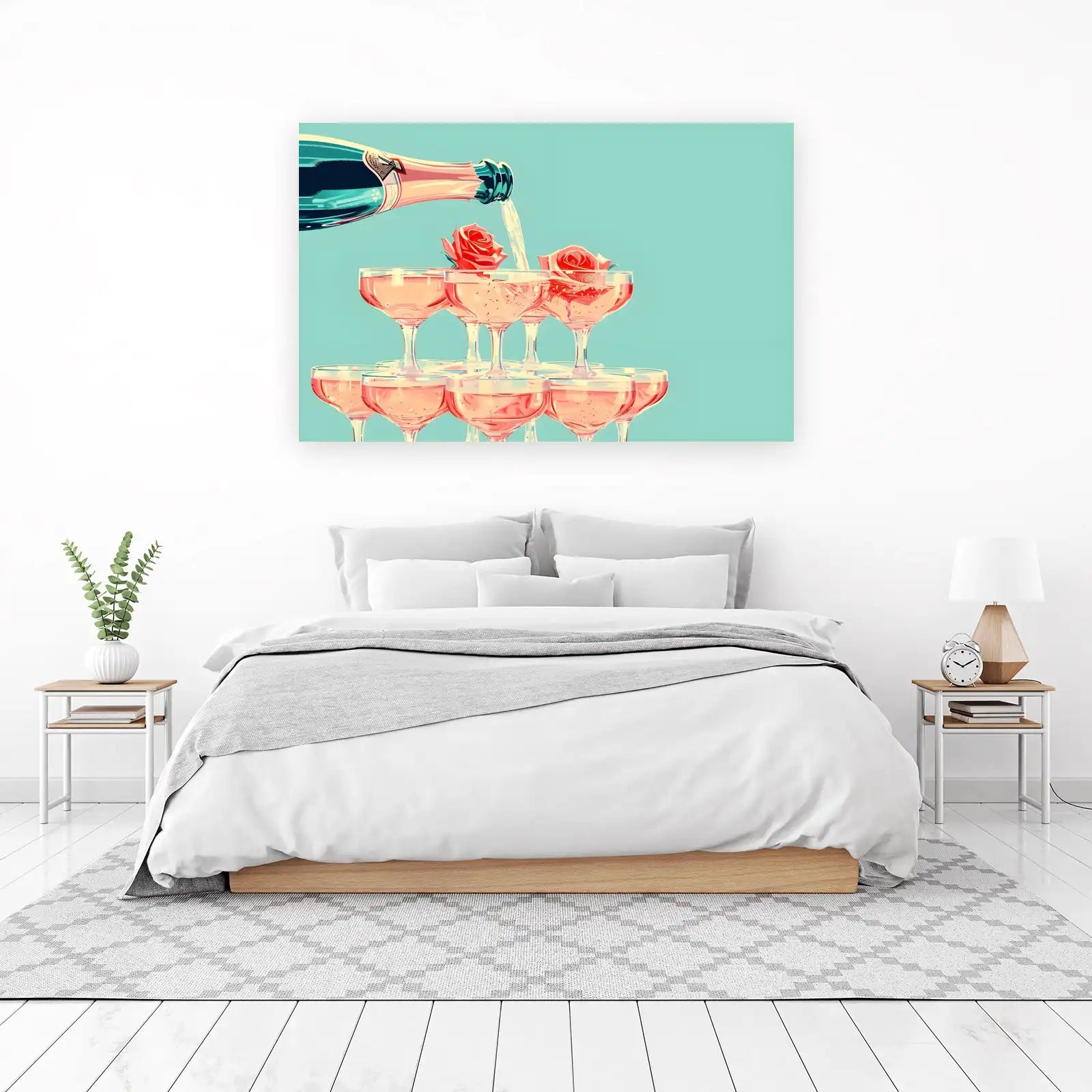 Champagne Celebration Rose Vintage Wall Art