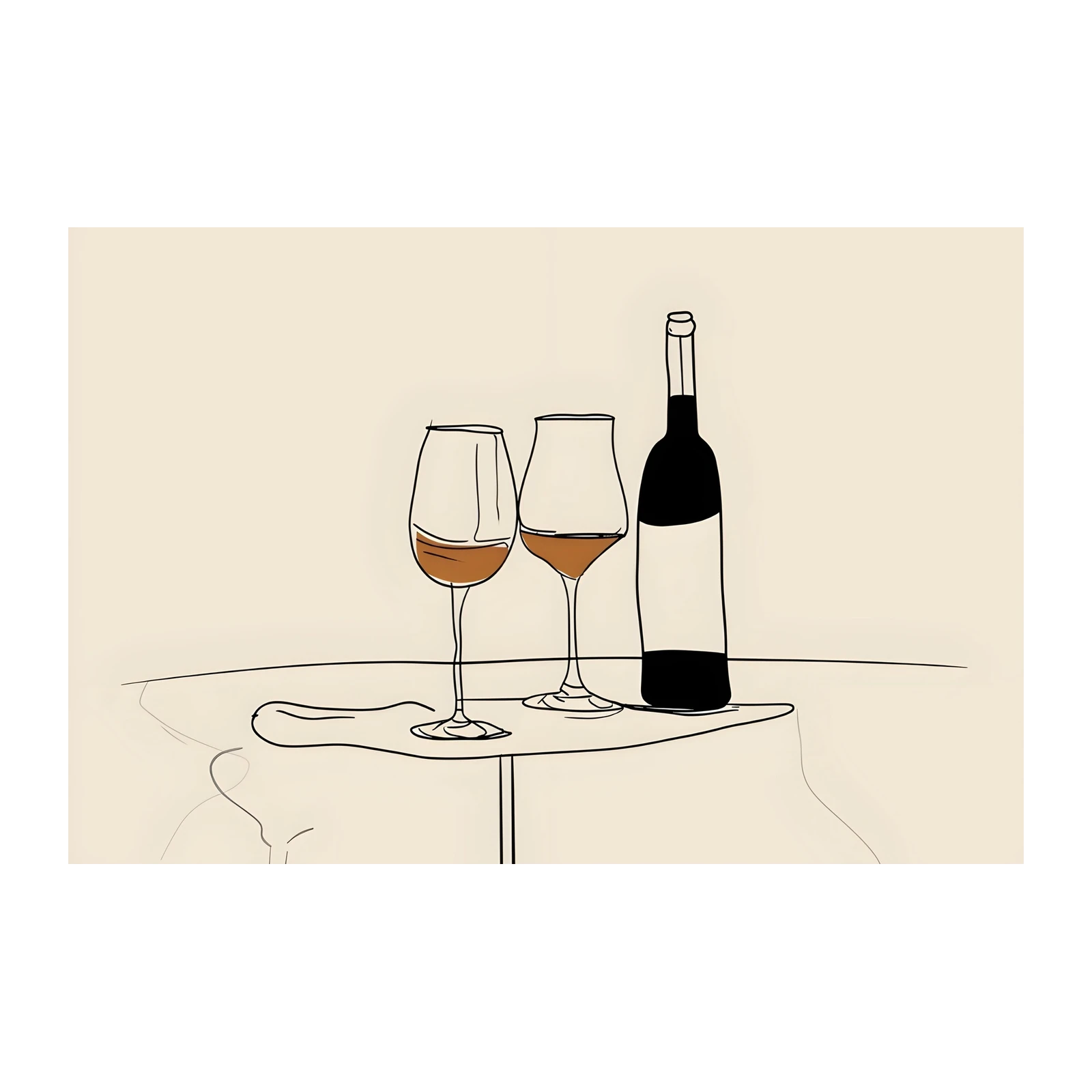 Minimalist Wine Bottle & Glasses Wall Art