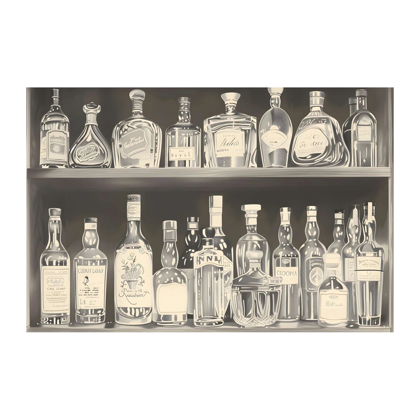 Vintage Barware Bottles Wall Art Wall Art