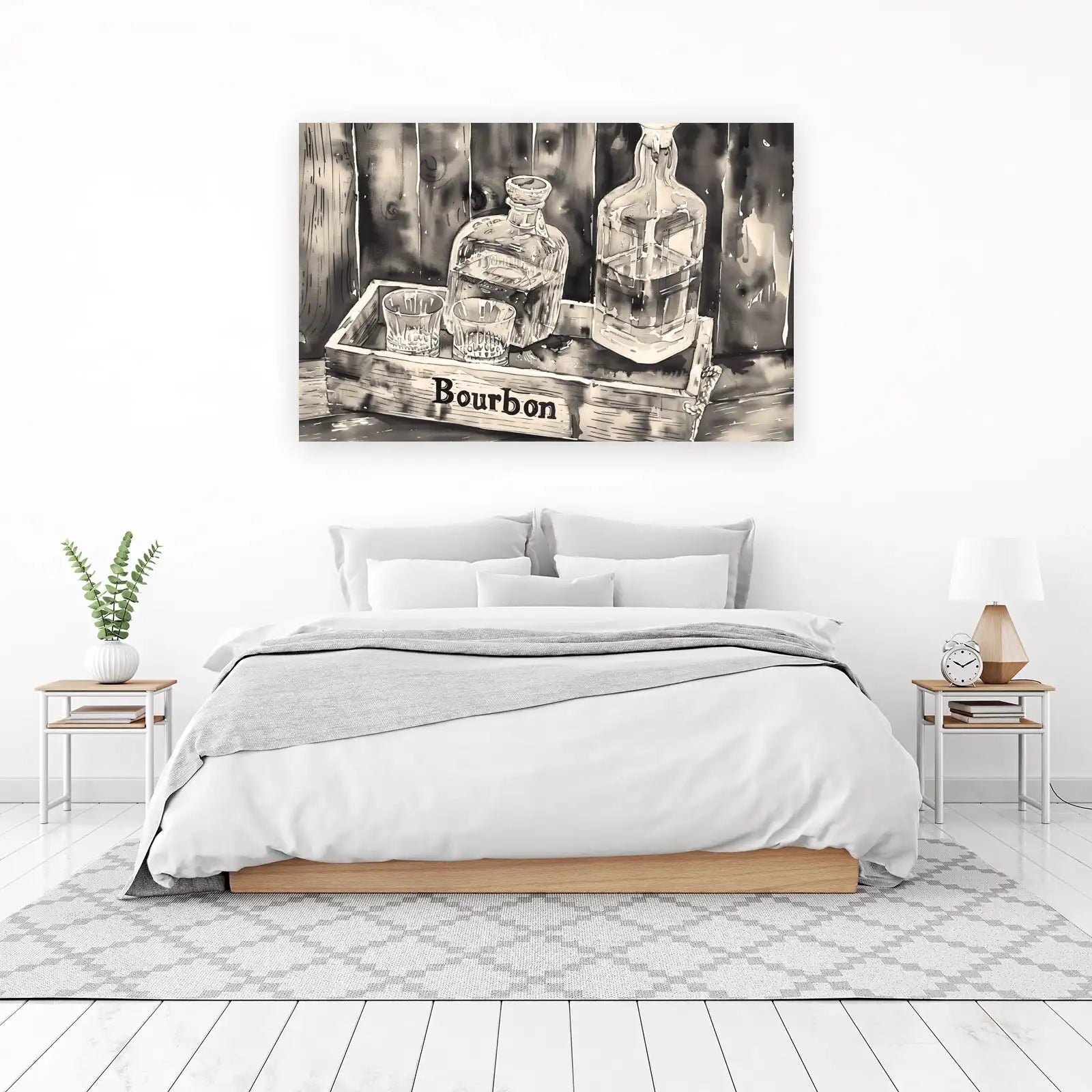 Bourbon & Glasses Vintage Style Wall Art