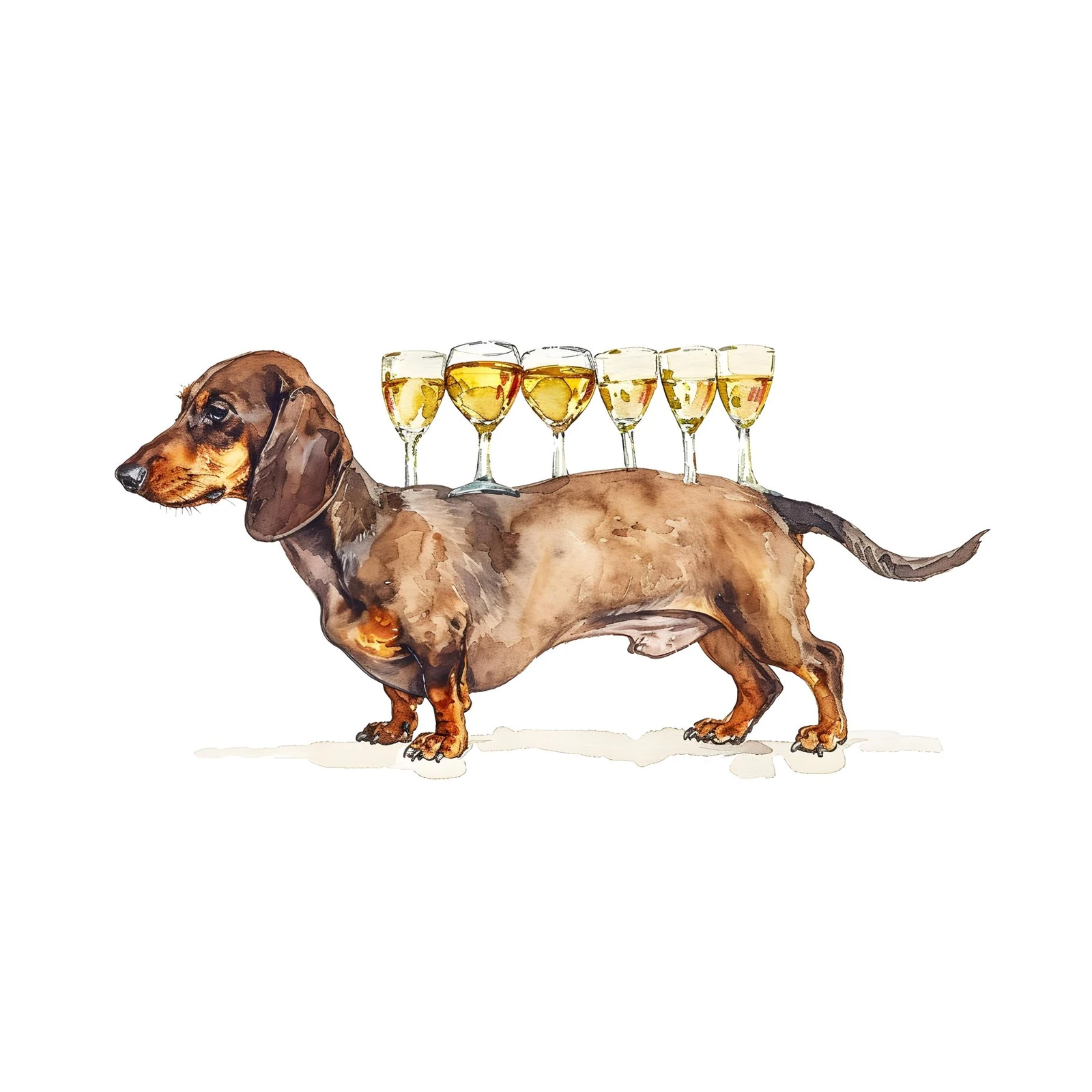 Whimsical Dachshund with Wine Glasses Wall Art