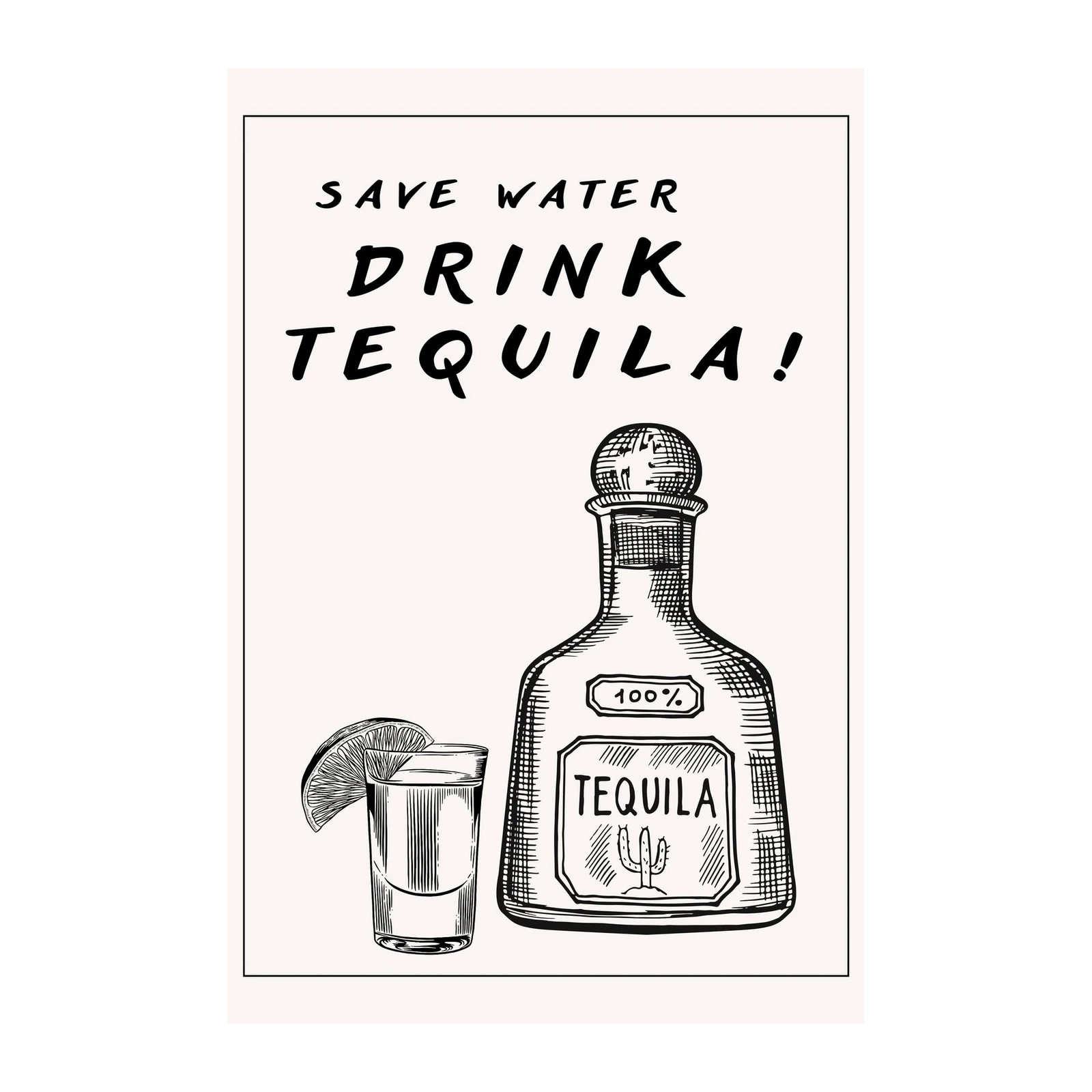 Save Water Drink Tequila! Vintage Bar Art Wall Art
