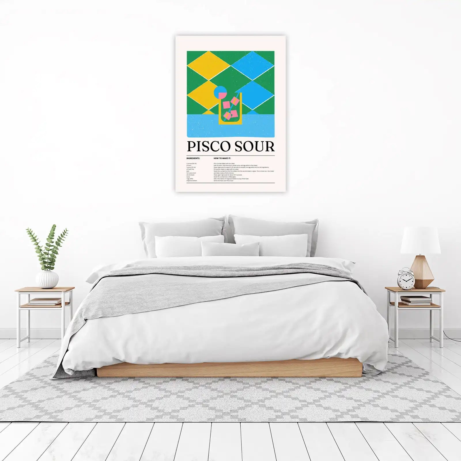 Retro Pisco Sour Cocktail Recipe Wall Art