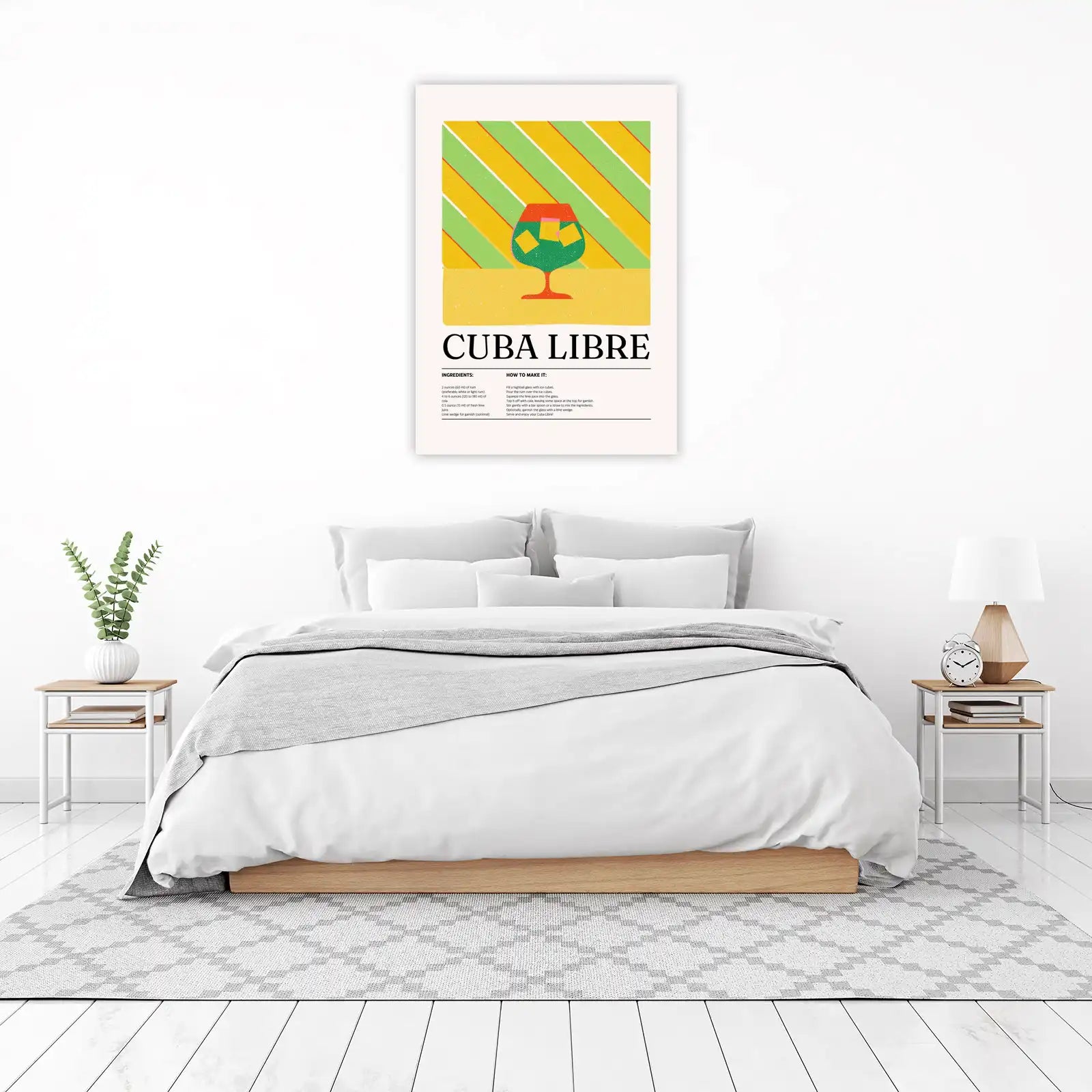 Retro Cuba Libre Cocktail Recipe Wall Art