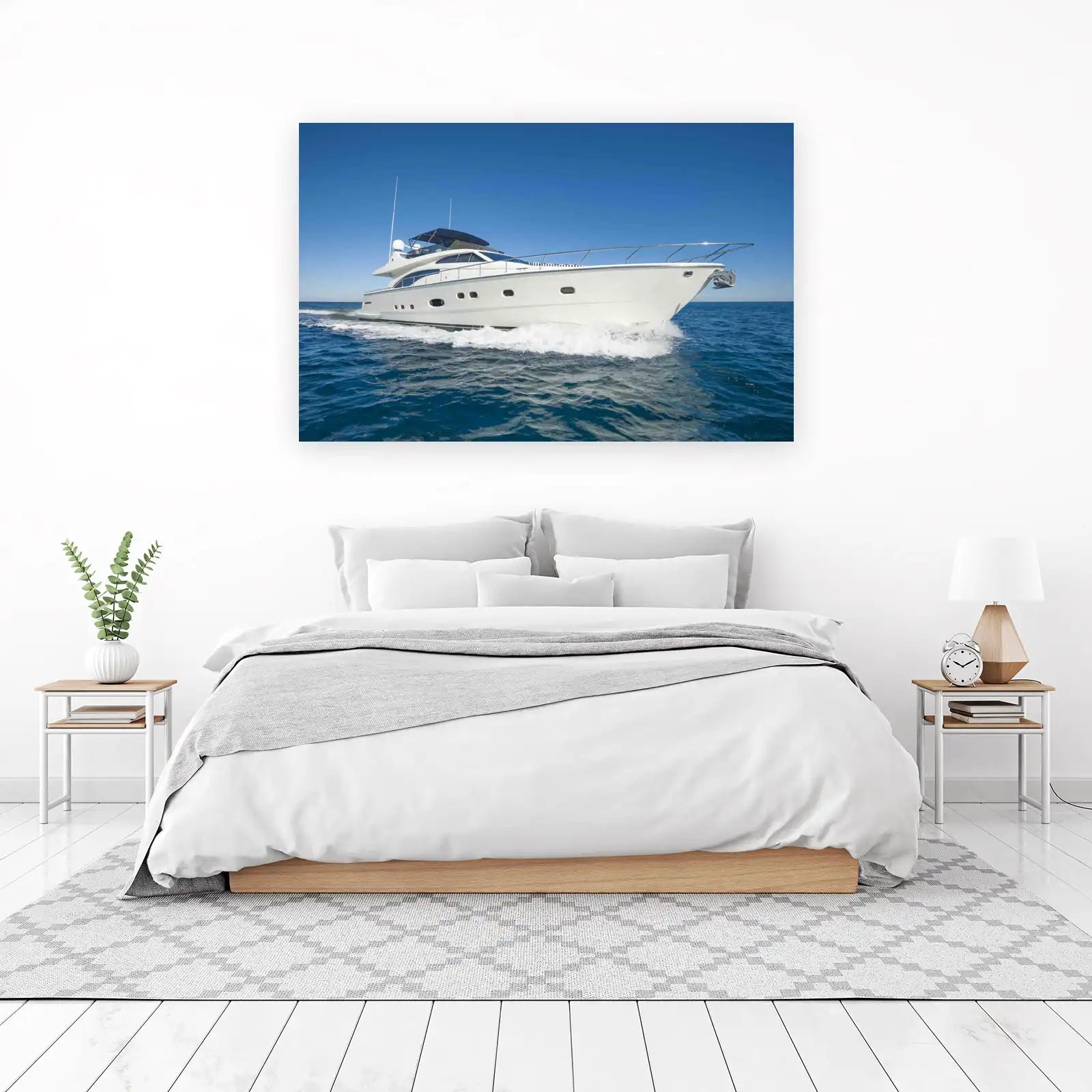 Luxury Yacht Sailing Blue Ocean Wall Art