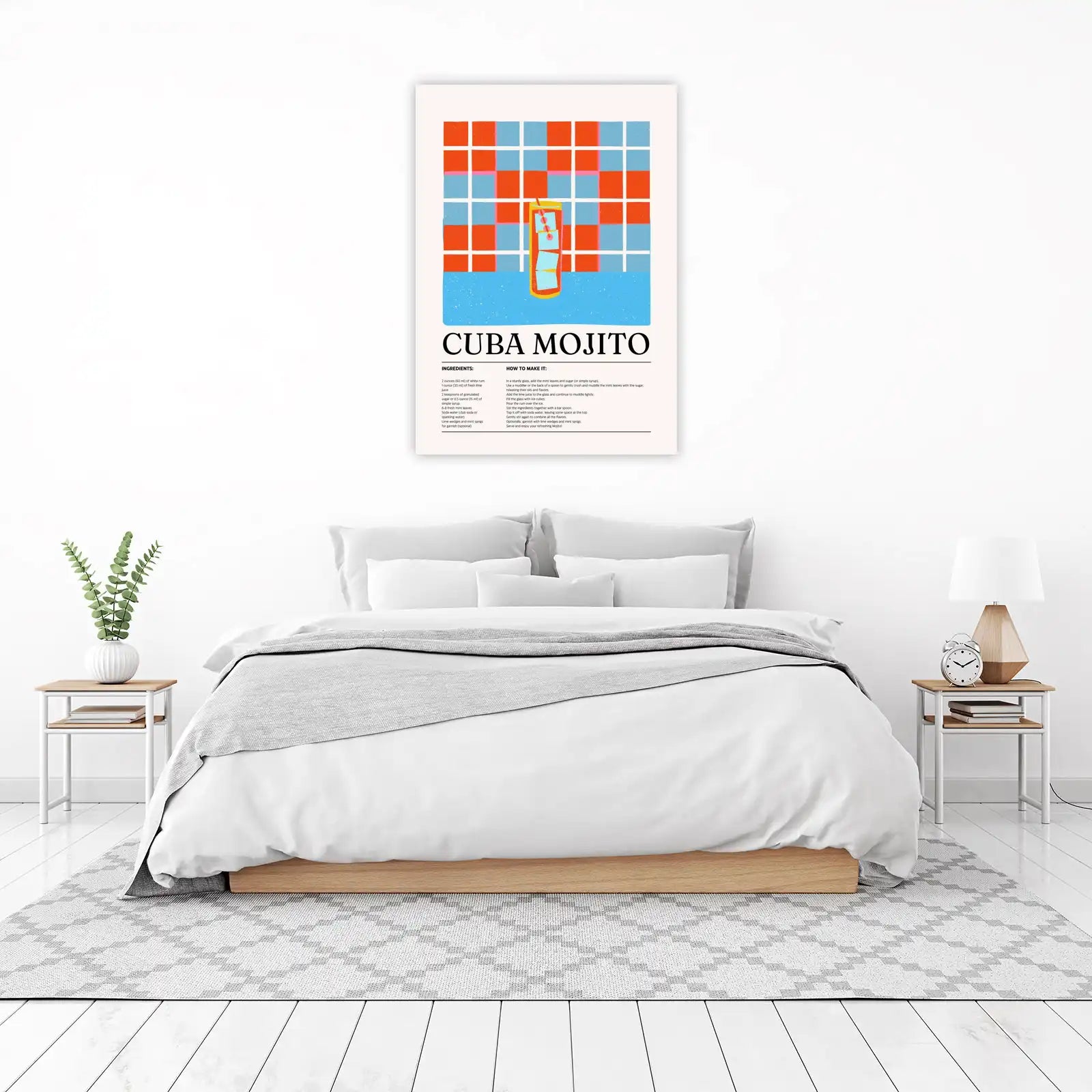Retro Cuba Mojito Recipe Art Wall Art