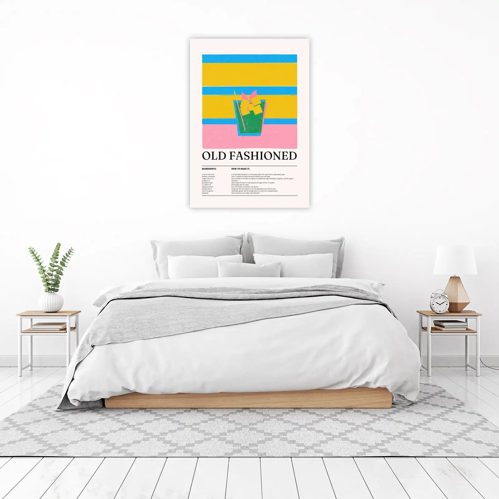Retro Old Fashioned Cocktail Recipe Wall Art