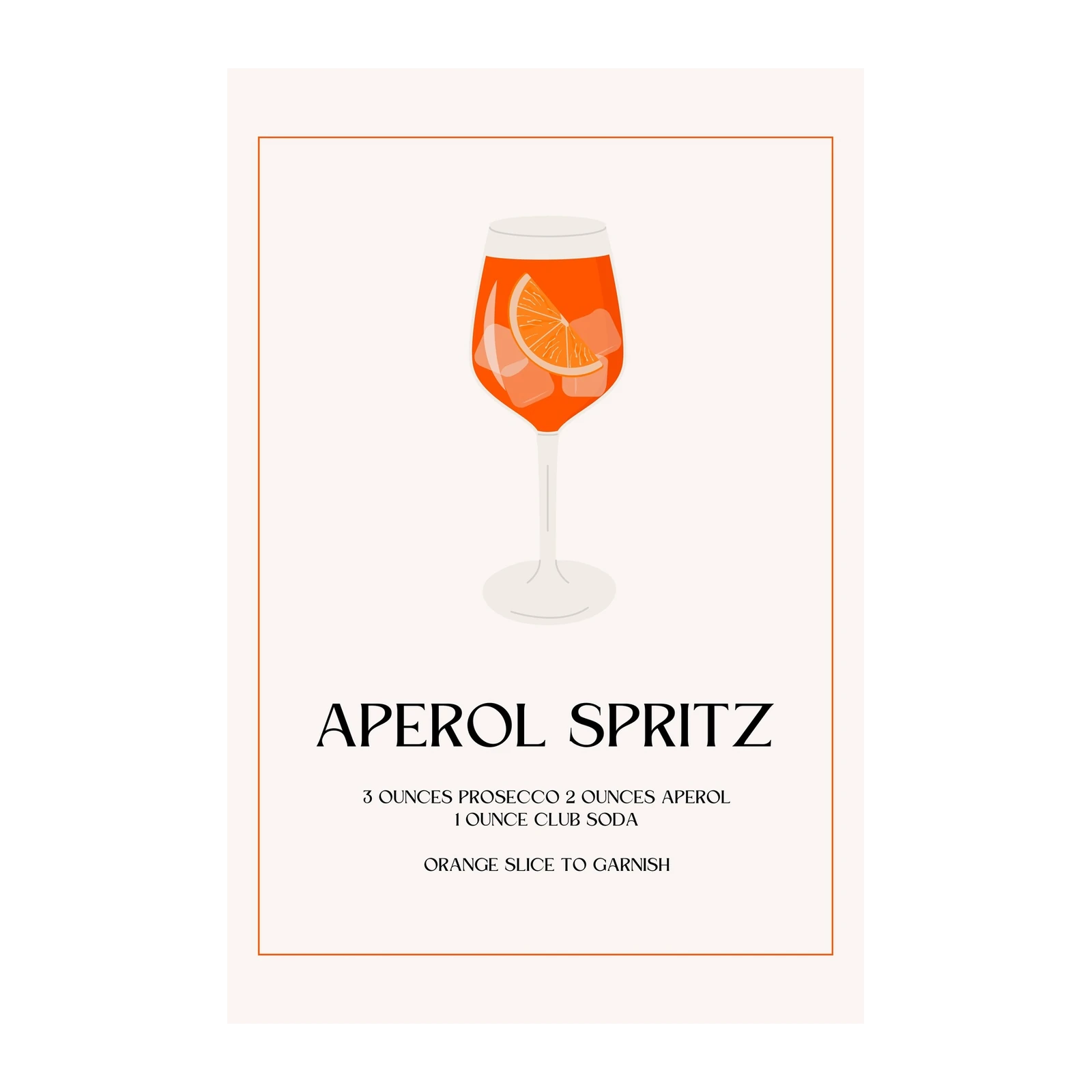 Aperol Spritz Recipe Wall Art Wall Art