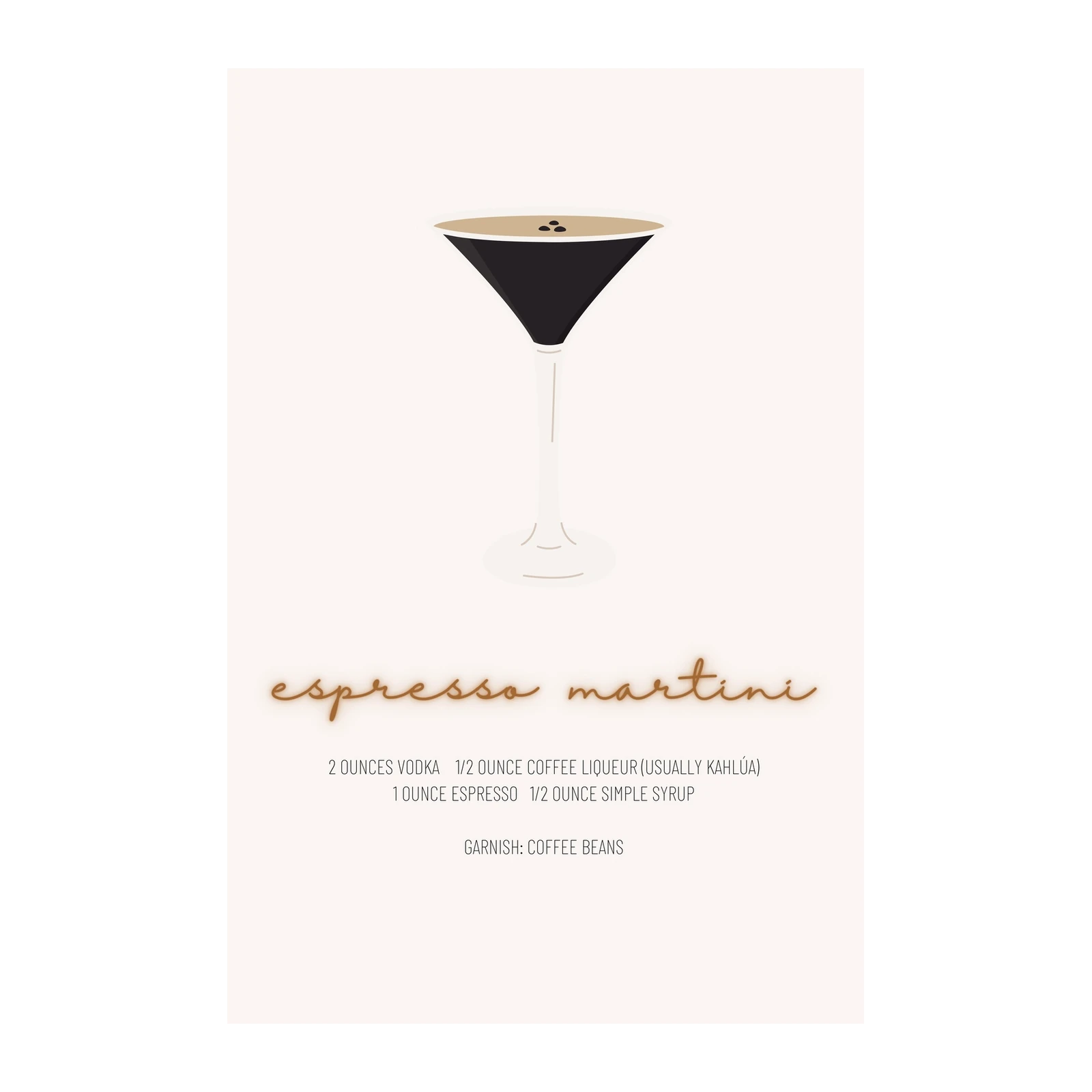 Espresso Martini Recipe Minimalist Wall Art