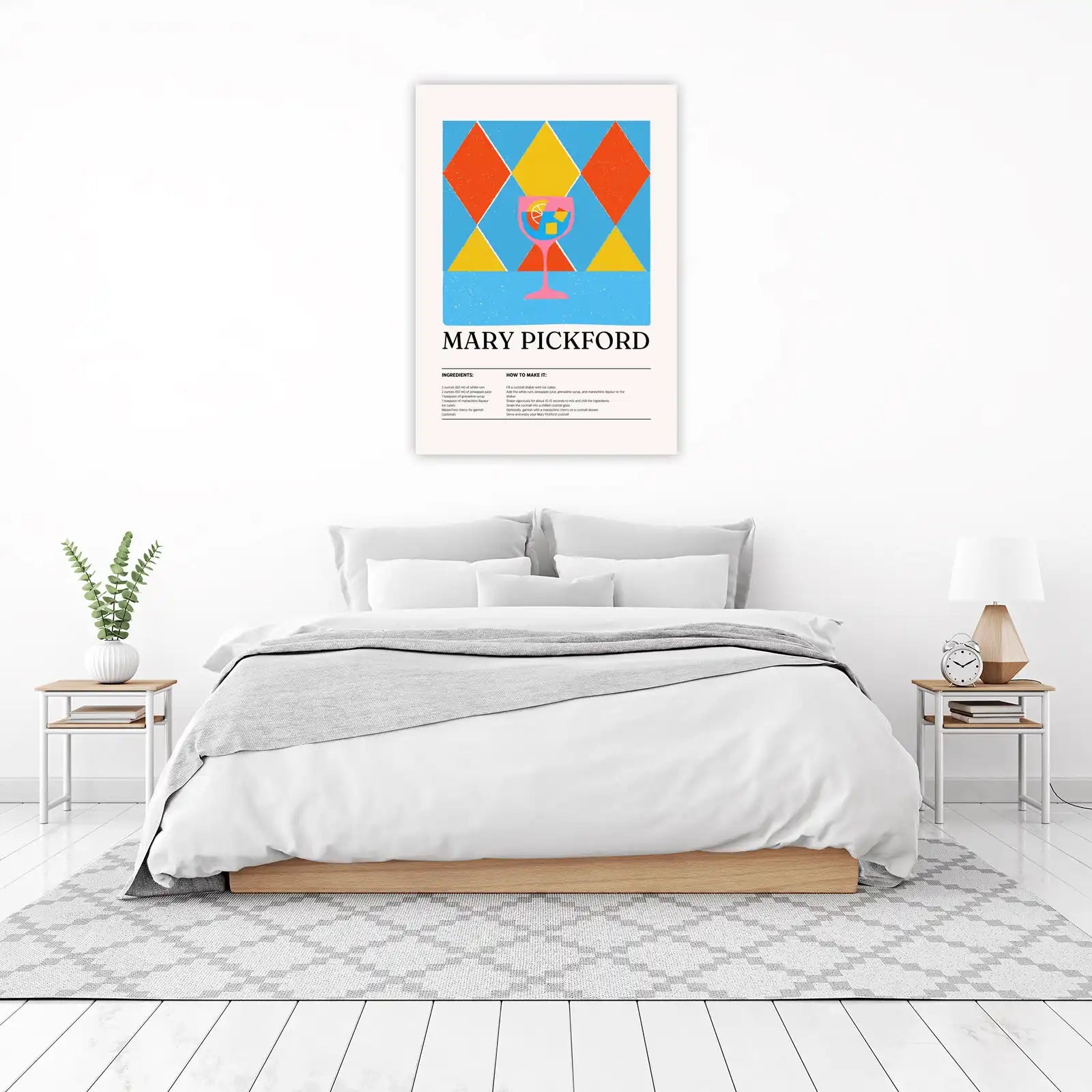 Mary Pickford Cocktail Recipe Art Wall Art