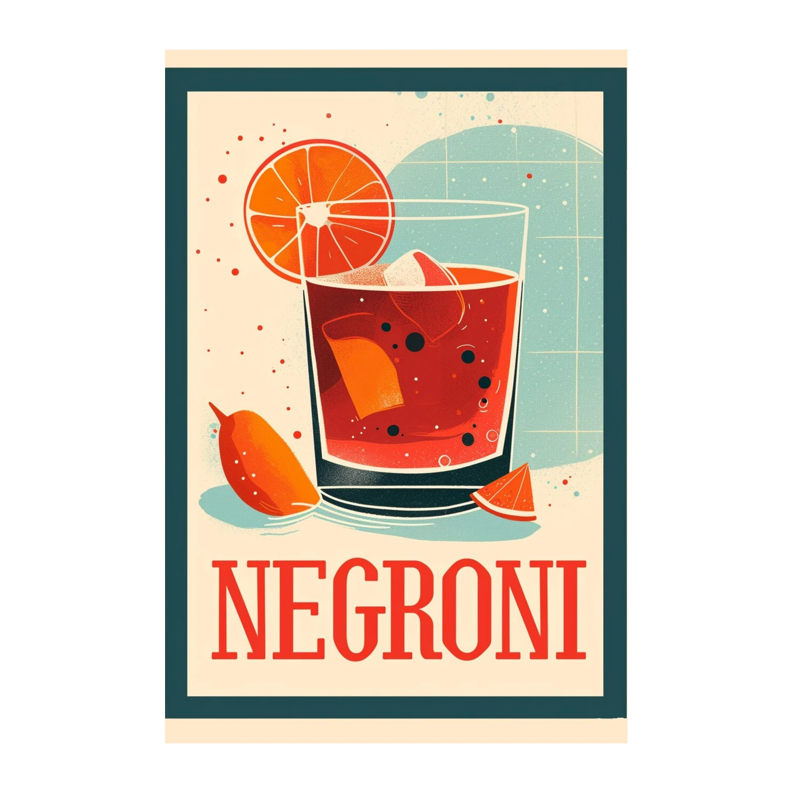 Retro Negroni Cocktail Art Wall Art