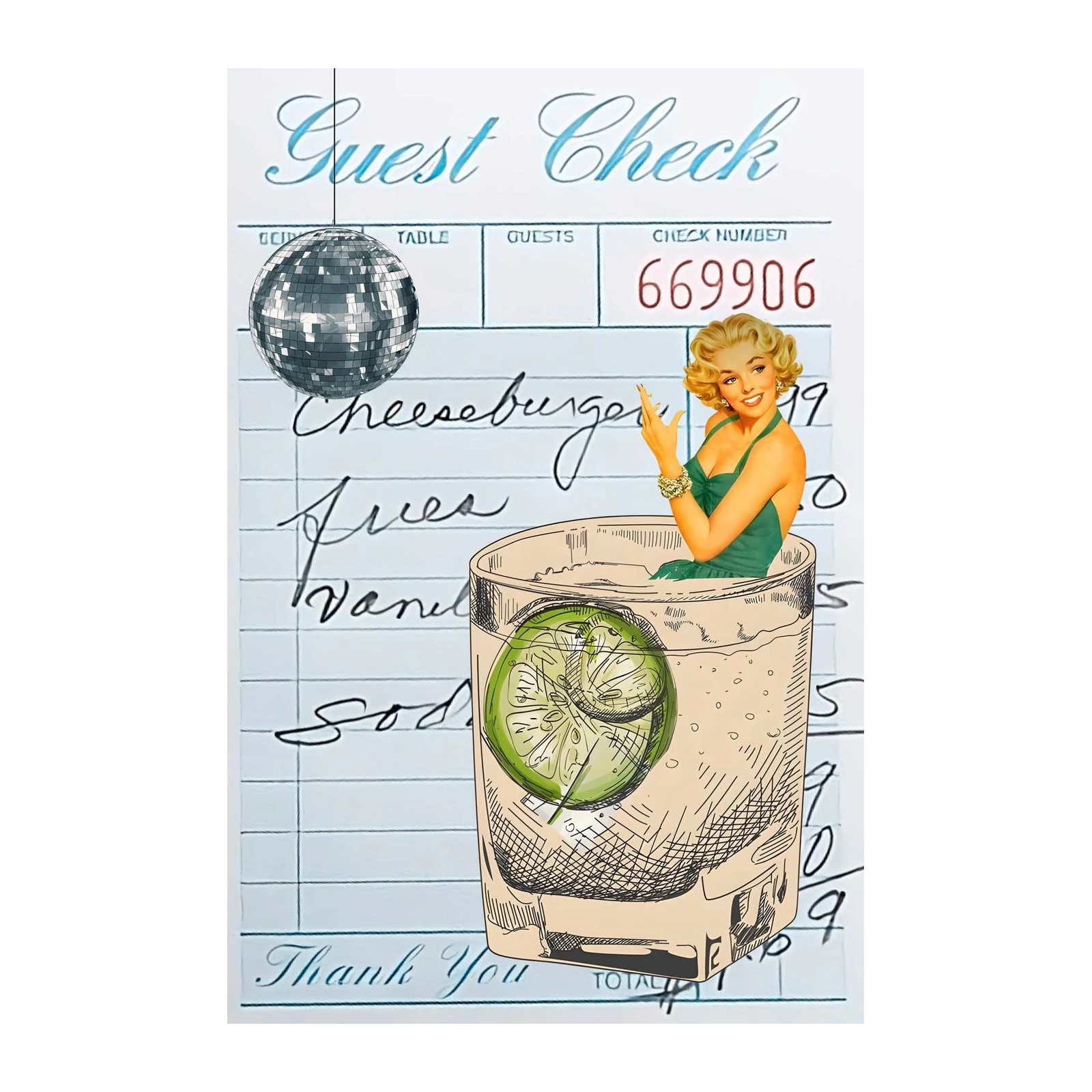 Retro Diner Disco Cocktail Wall Art