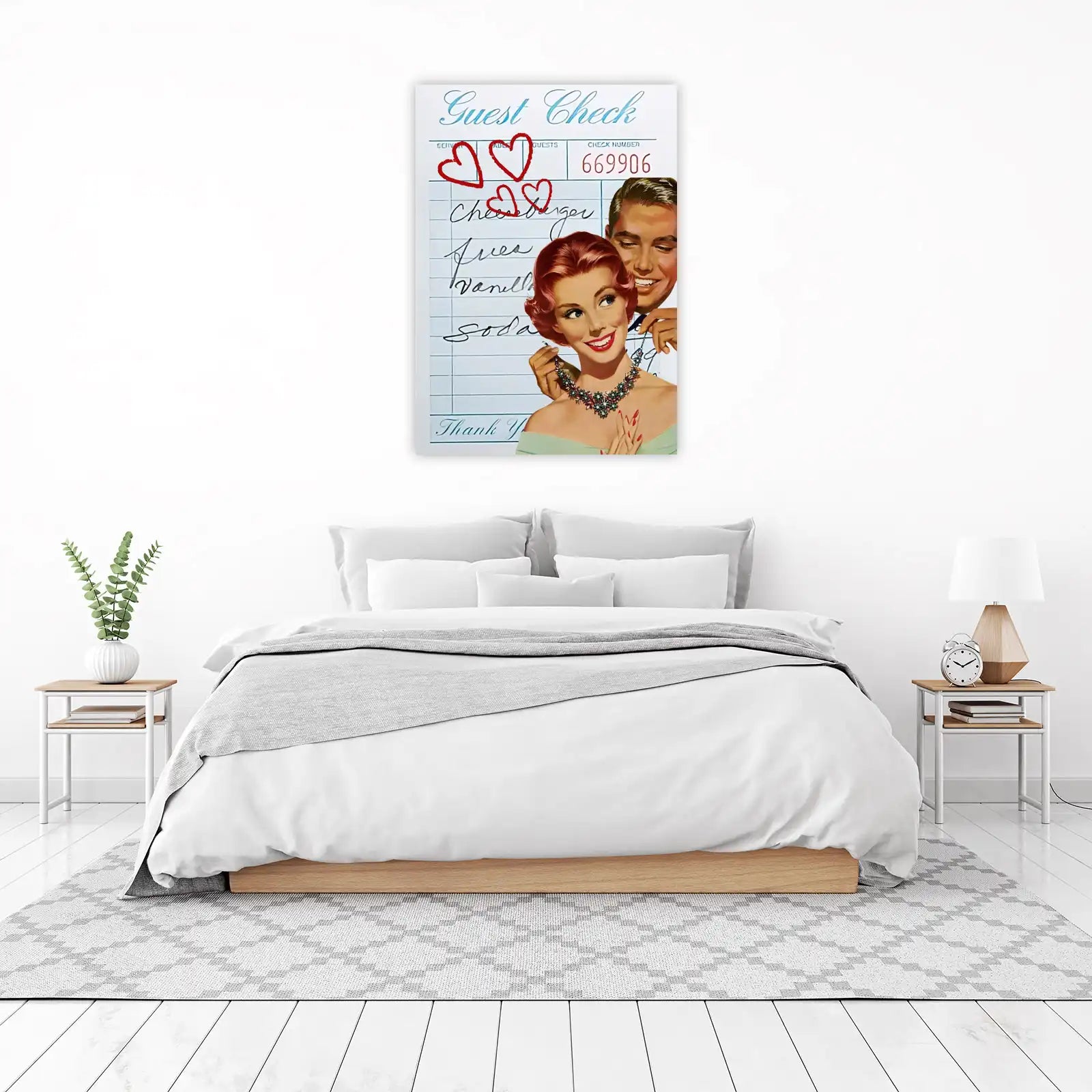 Retro Love Story Guest Check Wall Art