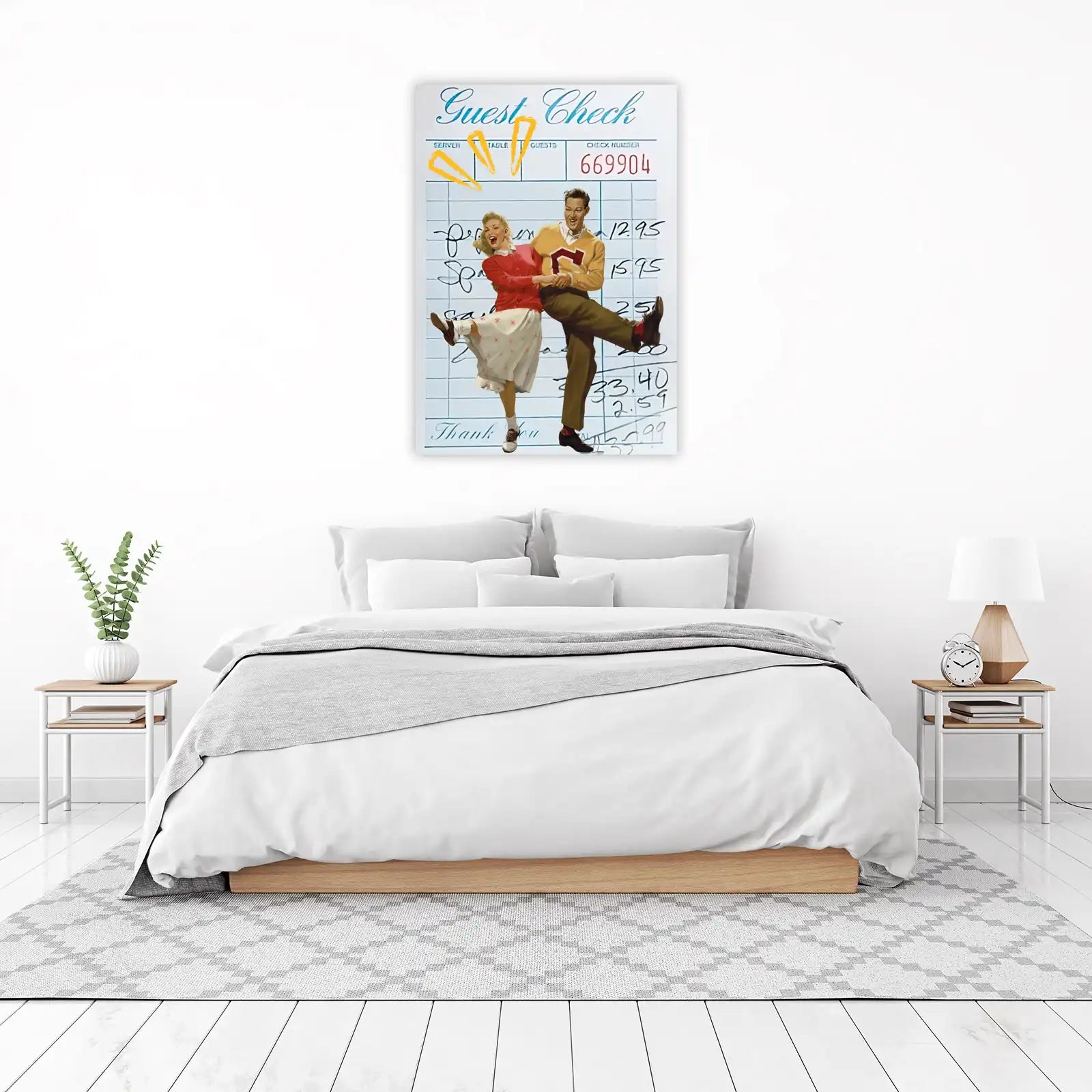Joyful Retro Couple Diner Guest Check Wall Art