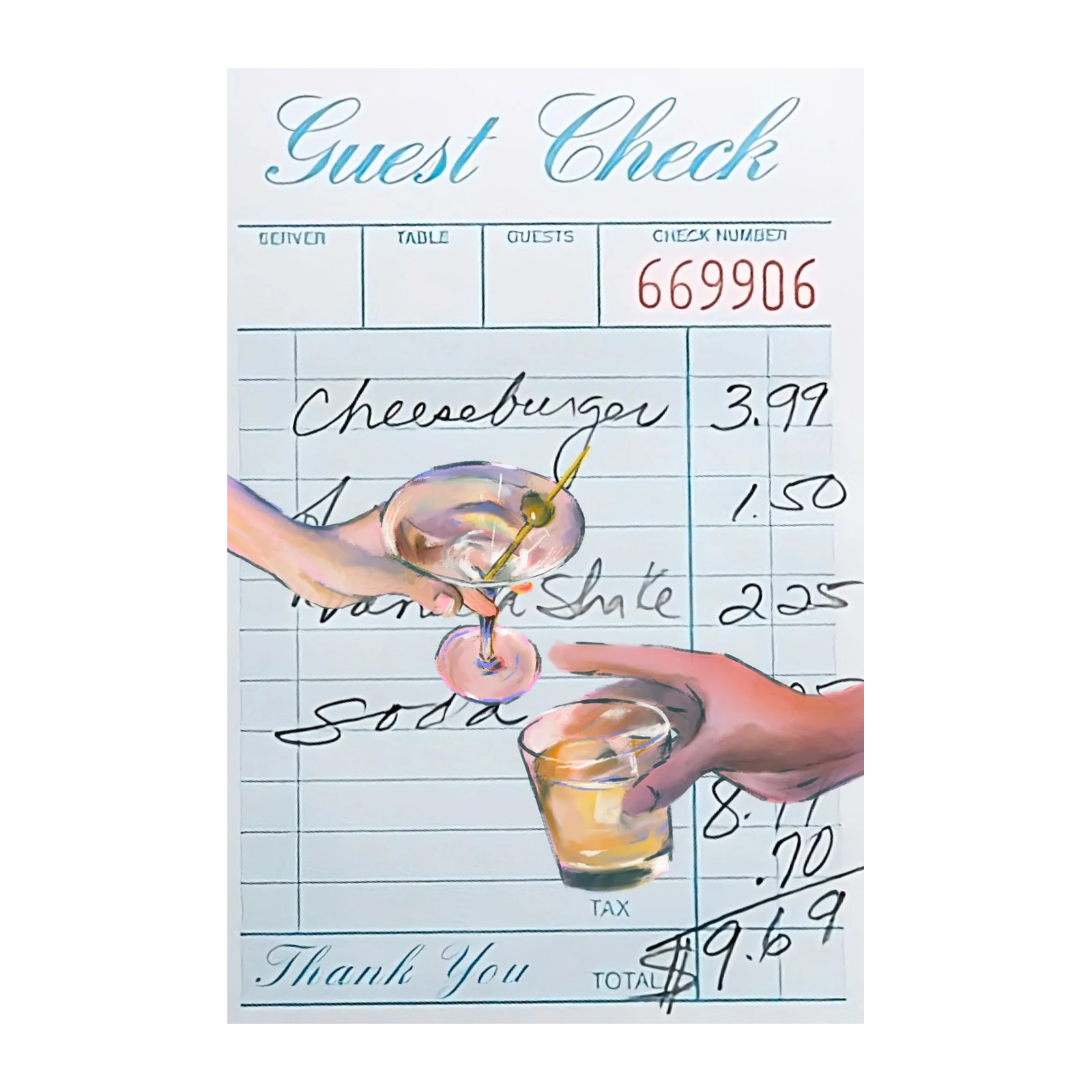 Cheers & Cheeseburgers Guest Check Wall Art