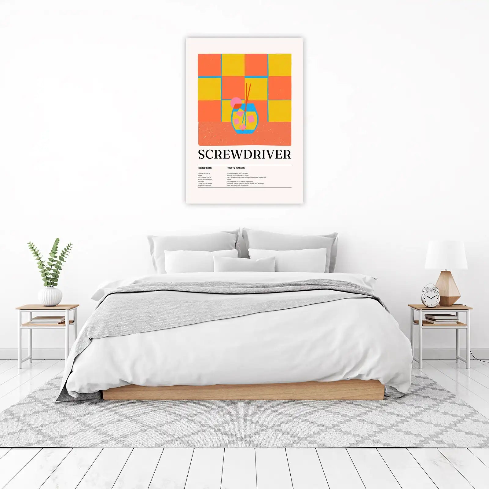 Retro Screwdriver Cocktail Recipe Wall Art