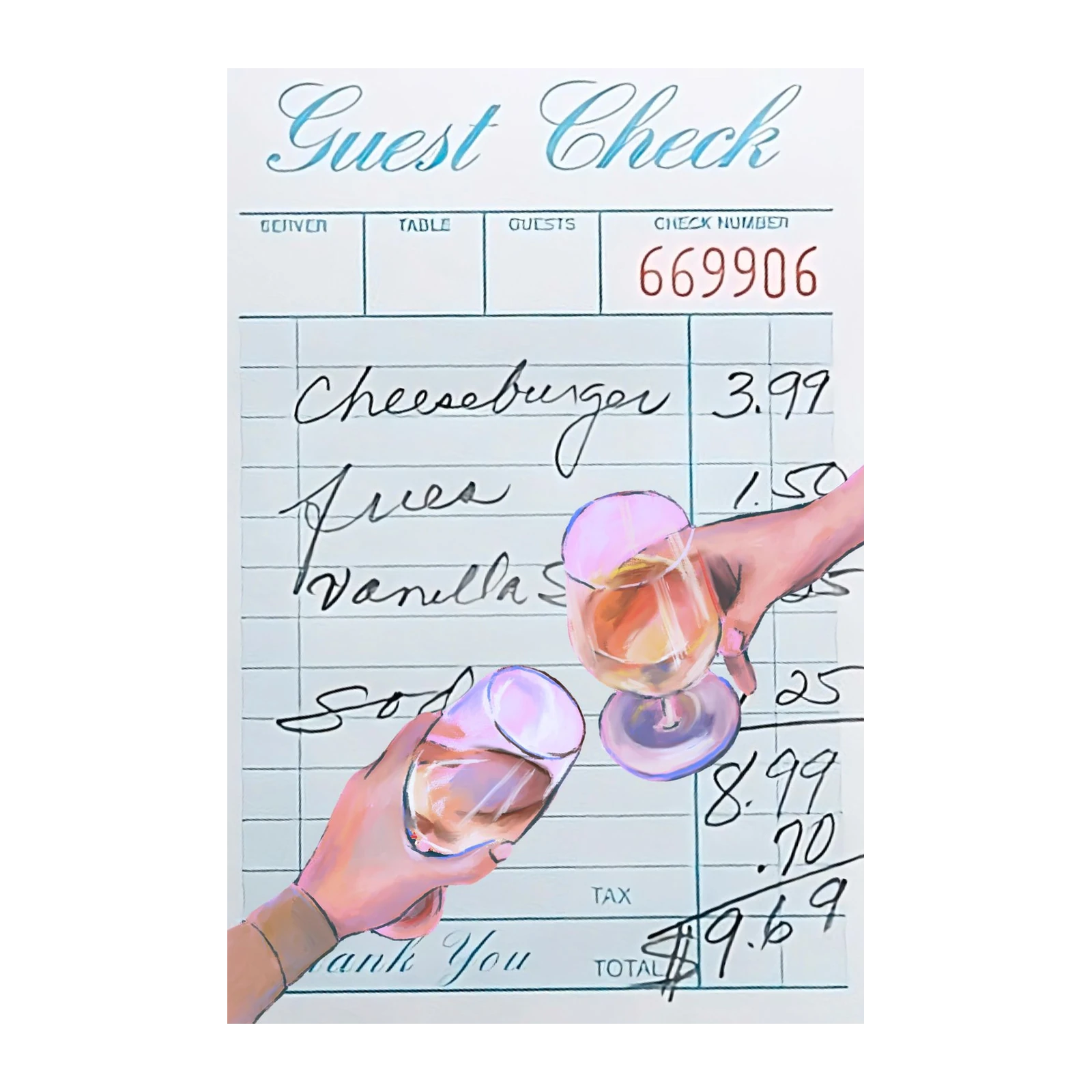 Retro Diner Guest Check Toast Wall Art