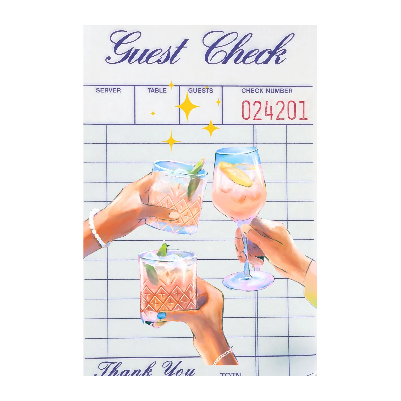 Cheers Cocktail Toast Guest Check Wall Art