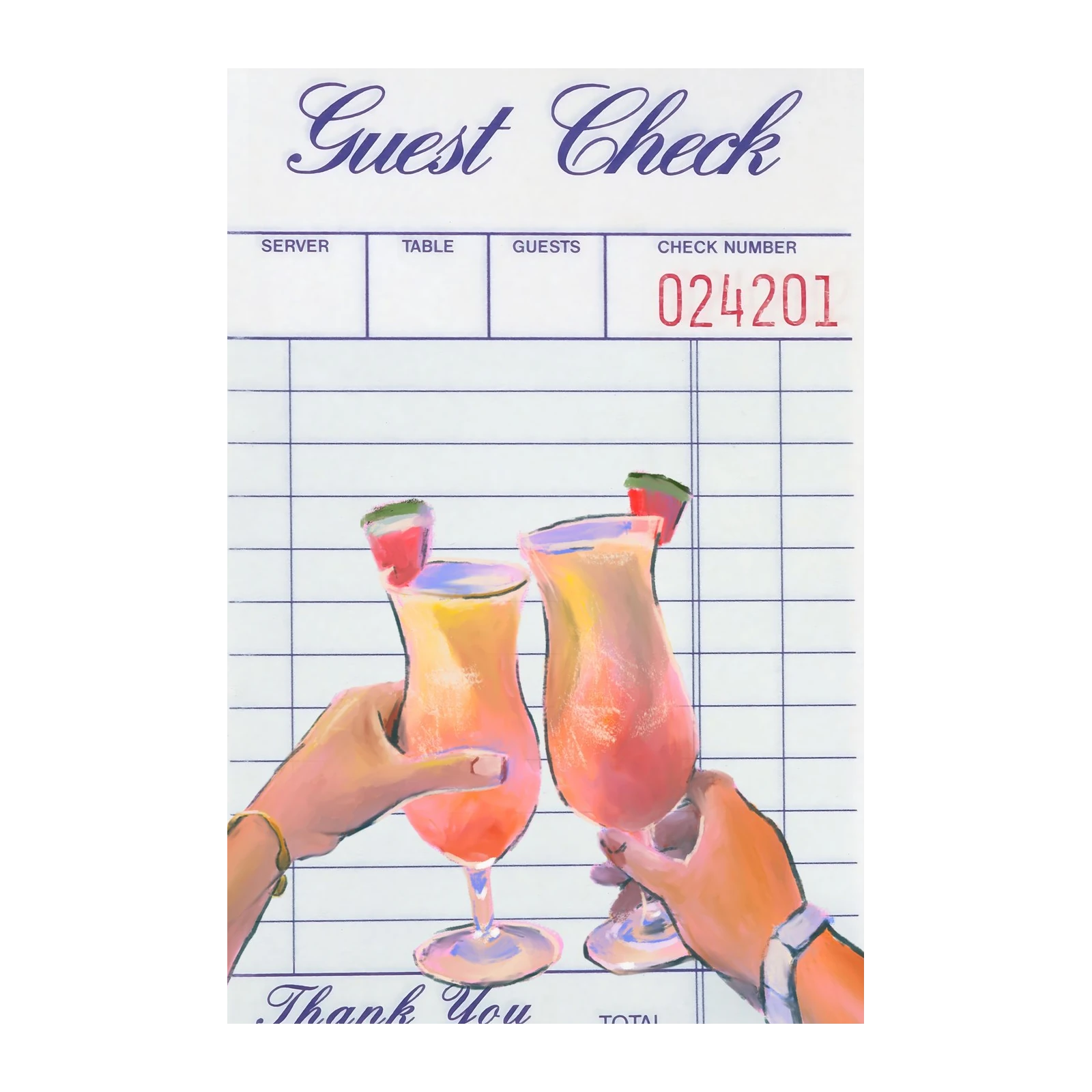Cheers Tropical Drinks Guest Check Wall Art