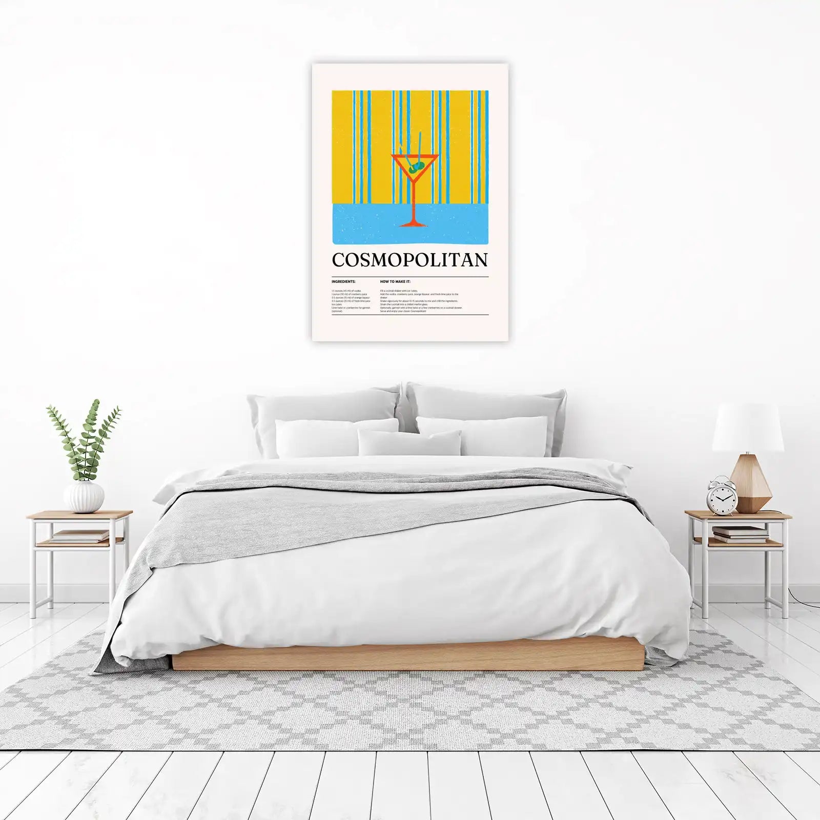 Retro Cosmopolitan Cocktail Recipe Wall Art
