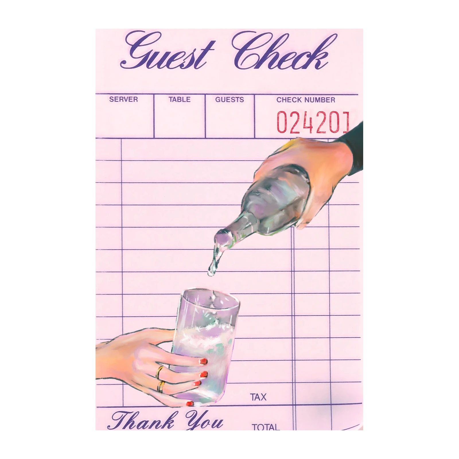 Vintage Guest Check Pour Art Wall Art