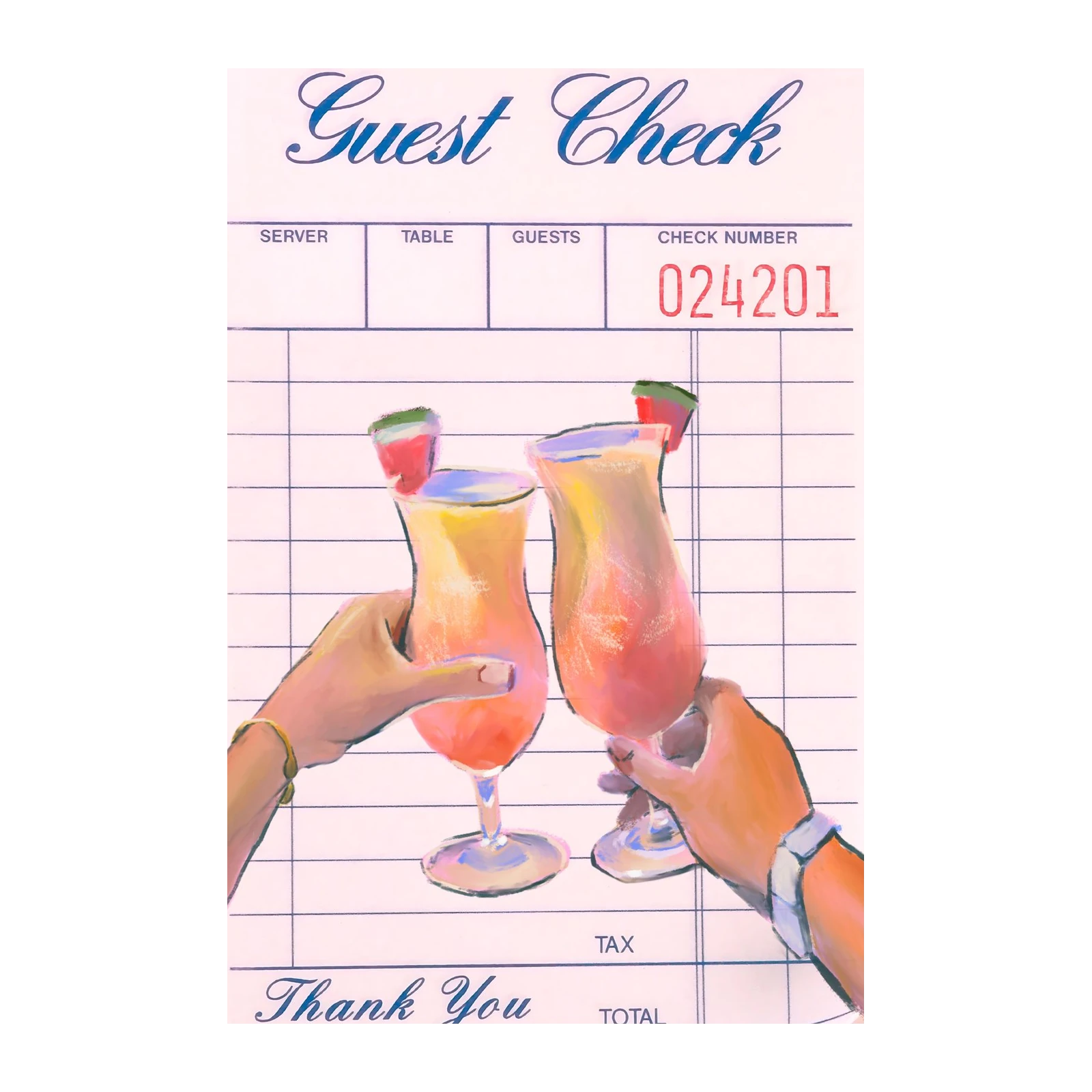 Cheers Tropical Cocktails Guest Check Wall Art