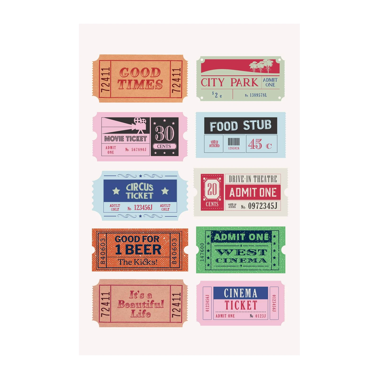 Vintage Ticket Art Wall Art