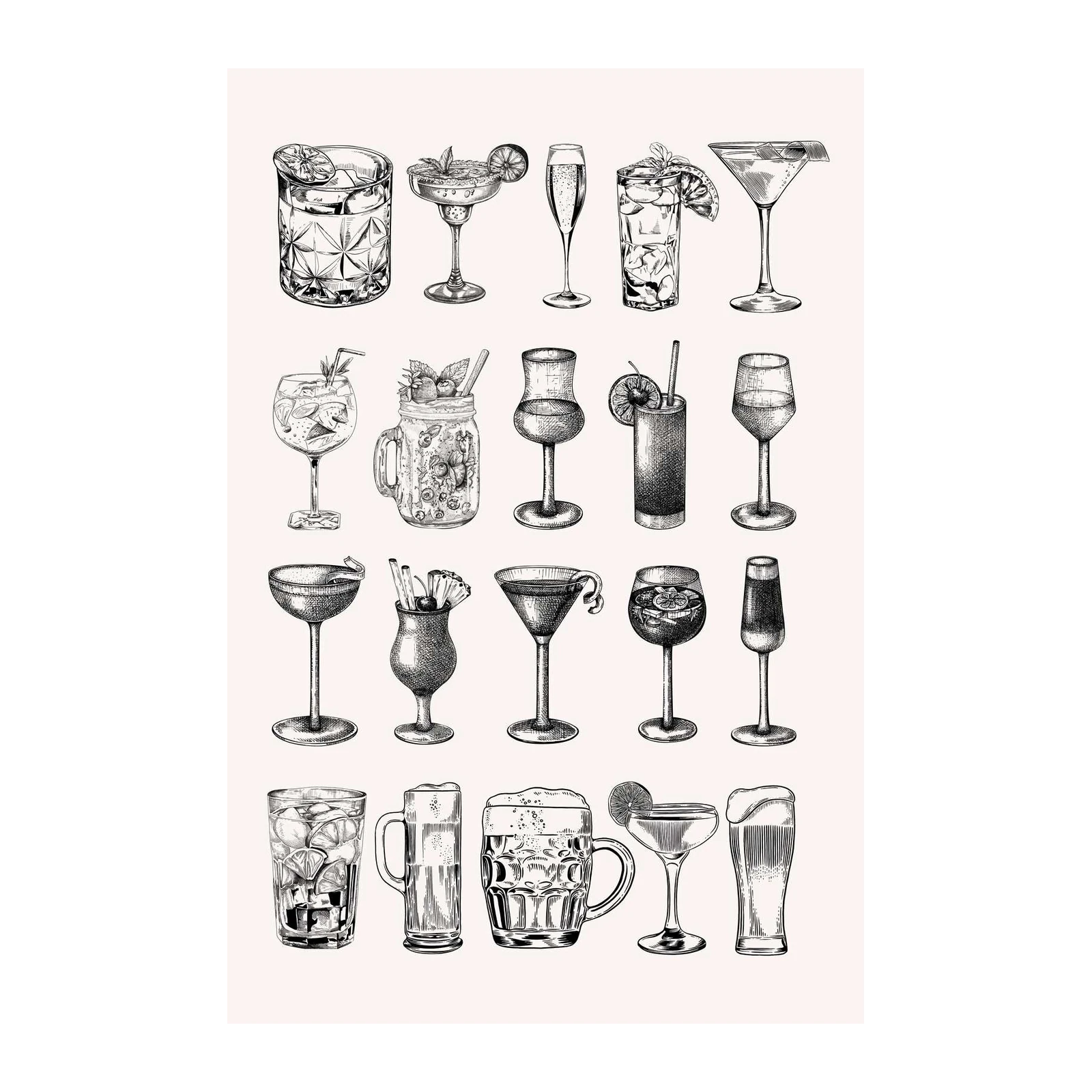 Vintage Cocktail & Beer Collection Wall Art