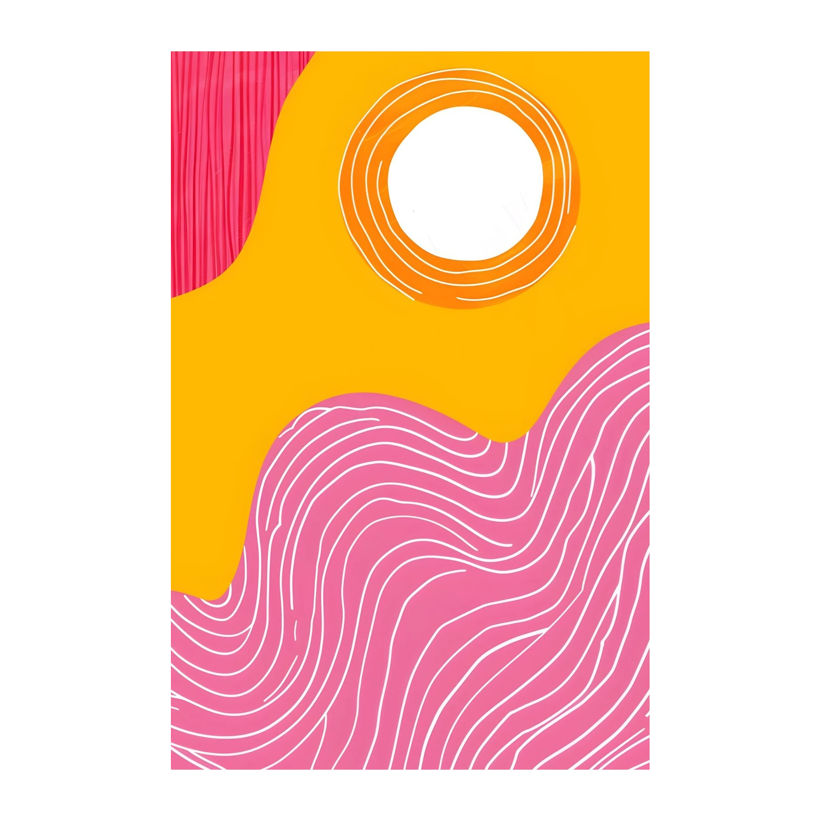 Vibrant Abstract Sun & Waves Wall Art