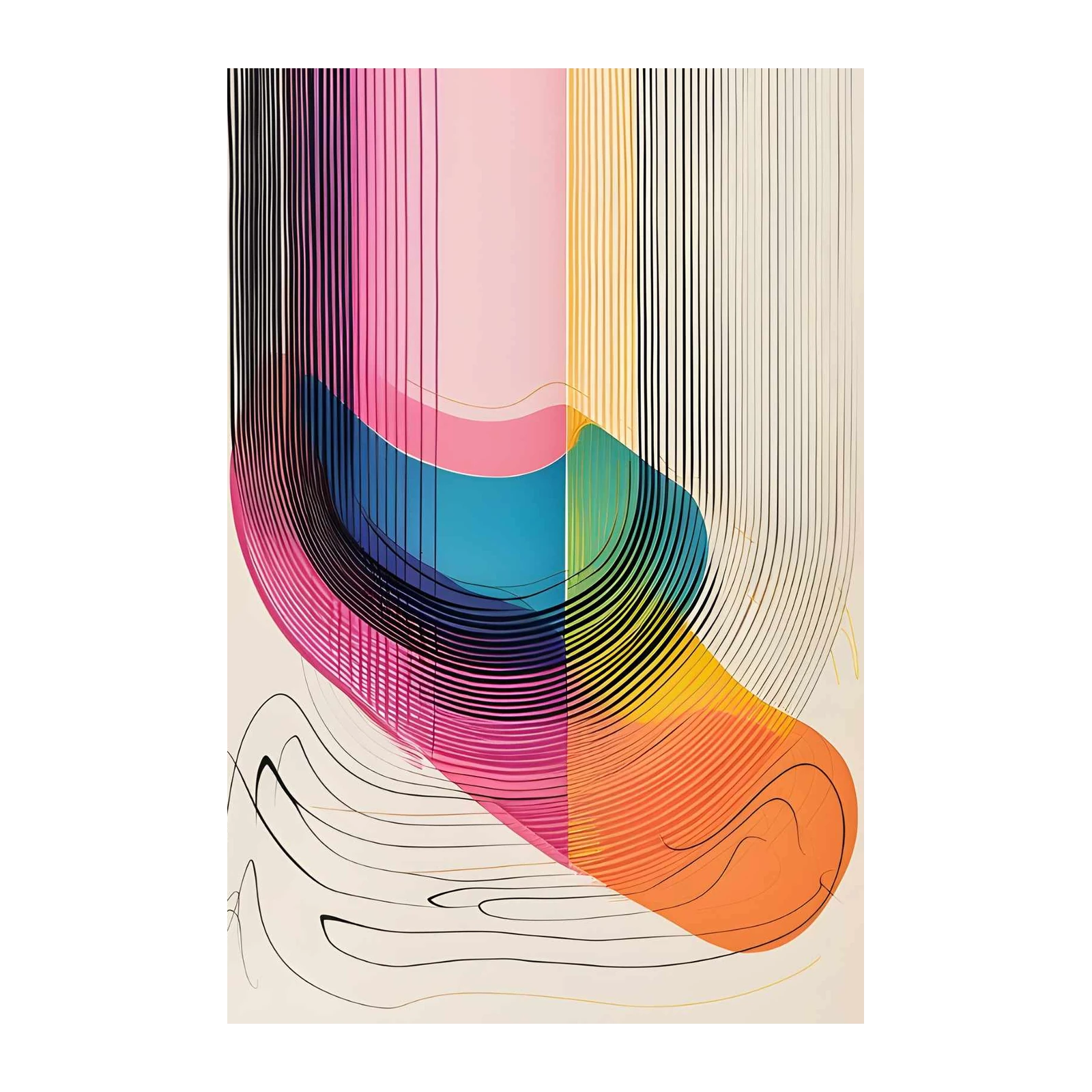Vibrant Flow Abstract Lines Wall Art