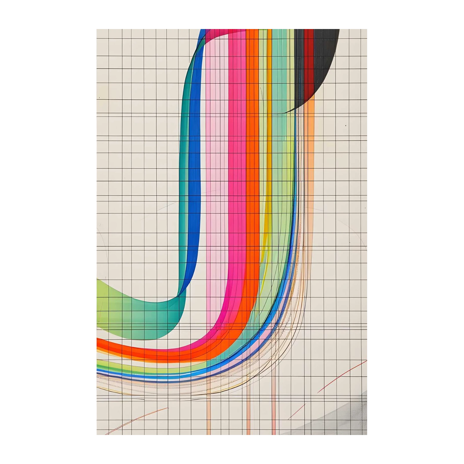 Vibrant Abstract Ribbon Grid Wall Art