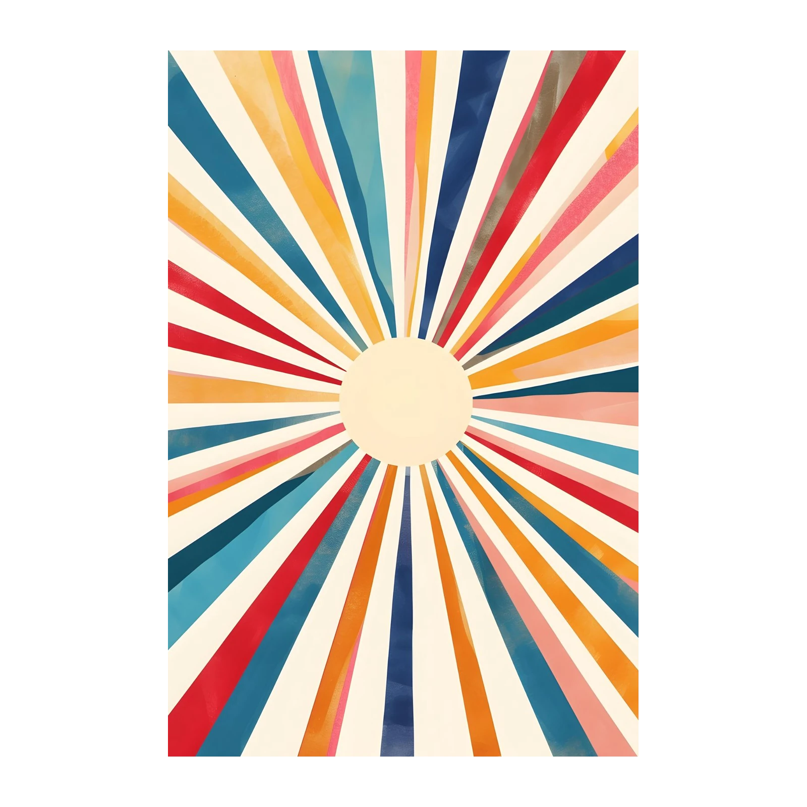 Retro Sunburst Colorful Abstract Wall Art