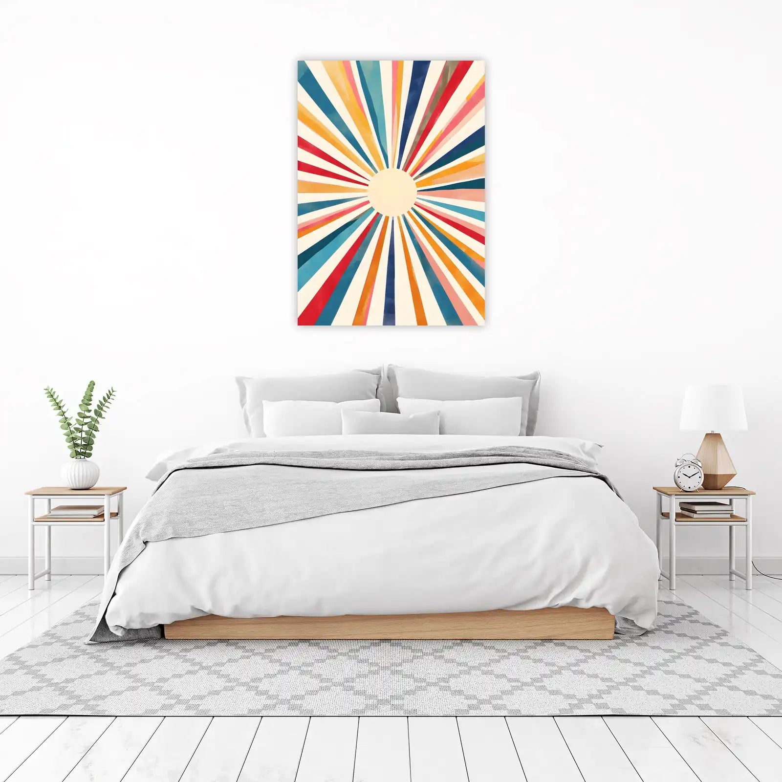 Retro Sunburst Colorful Abstract Wall Art